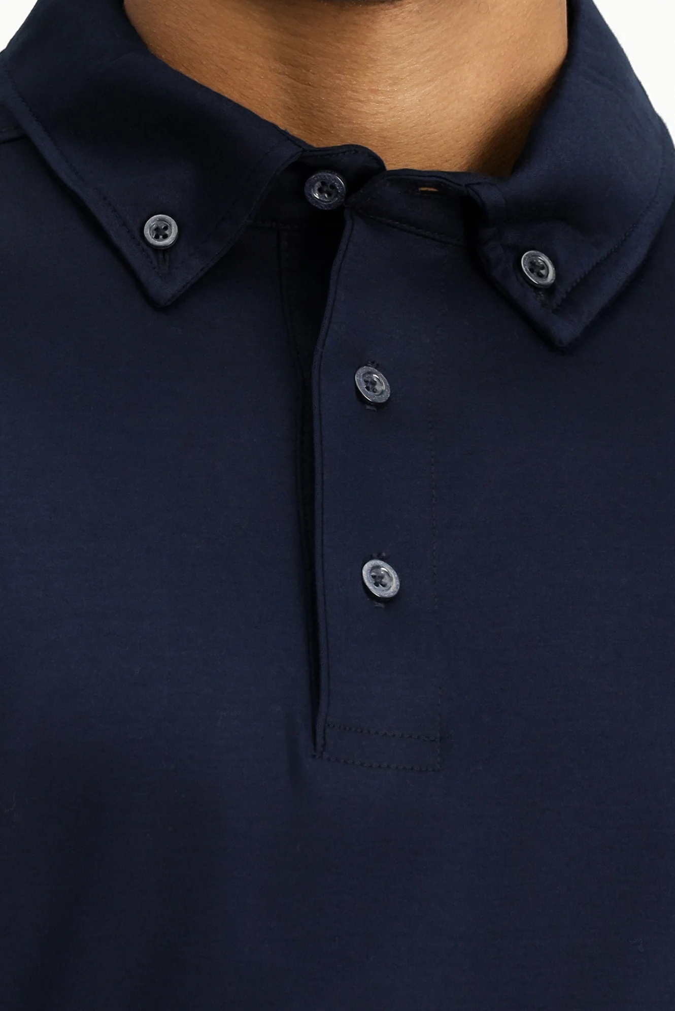 Koyu Lacivert Polo Yaka Regular Fit Pamuk Sweatshirt - Image 5