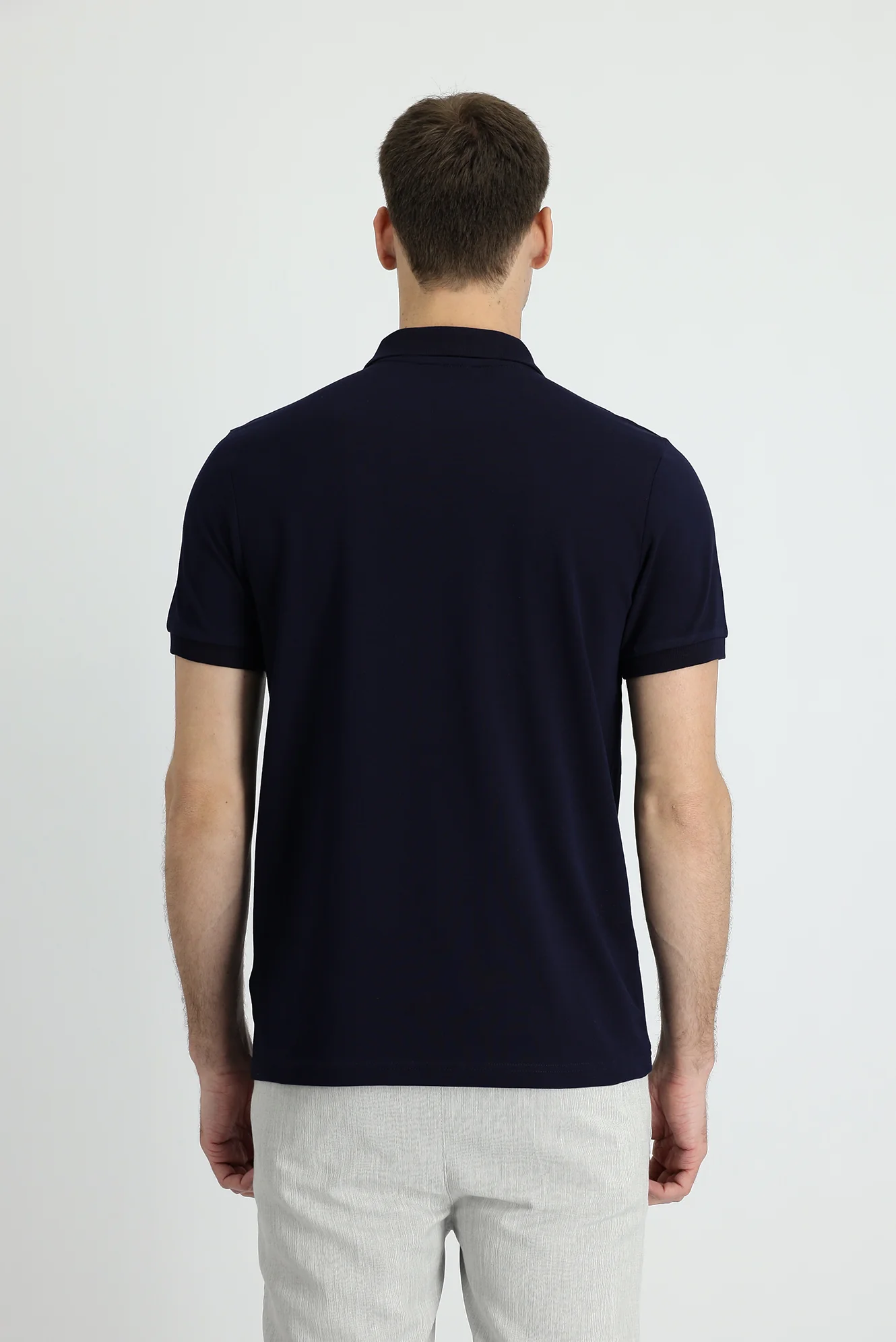 Koyu Lacivert Polo Yaka Regular Fit Pamuk Tişört - Image 3