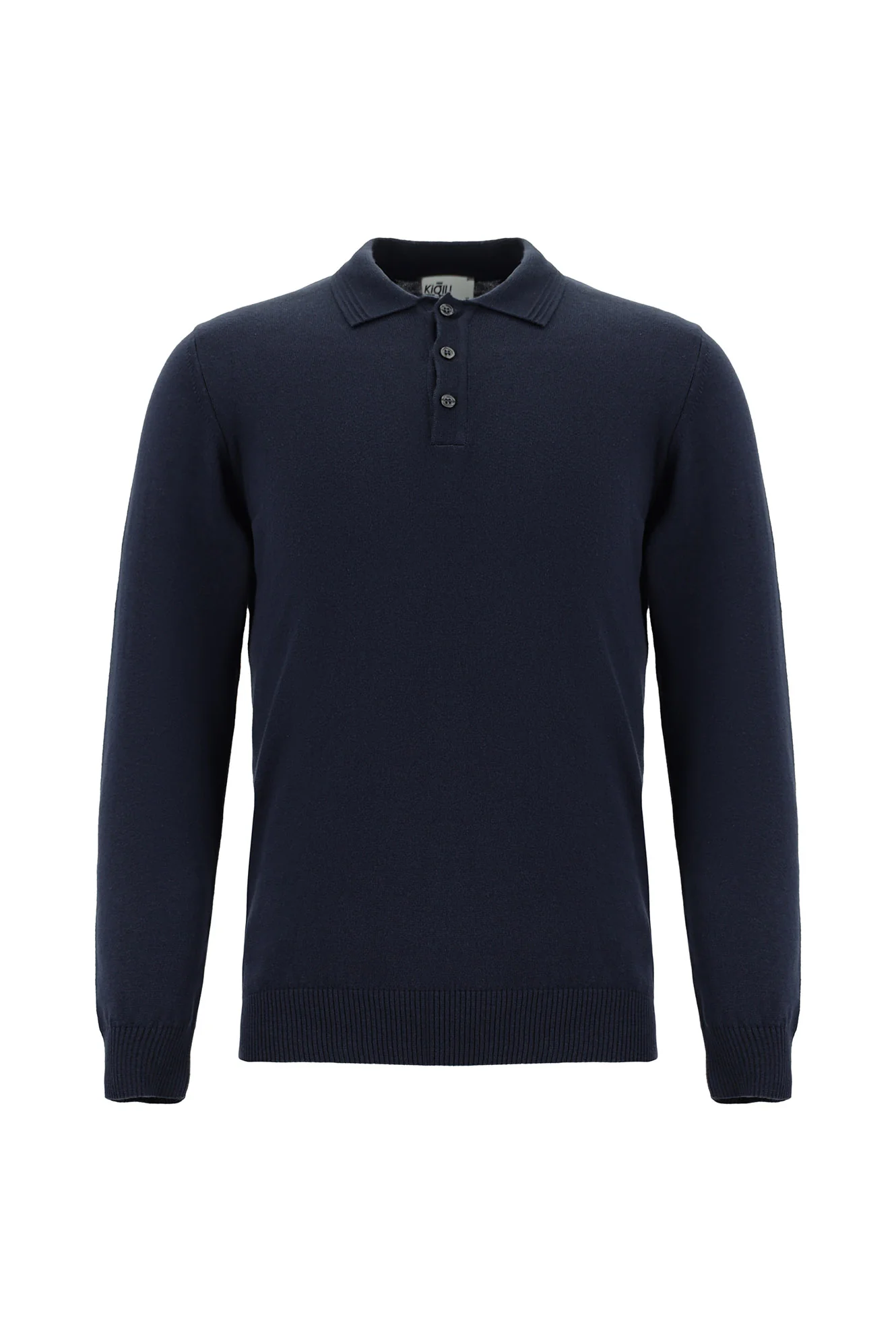 Koyu Lacivert Polo Yaka Regular Fit Pamuklu Kaşmirli Triko Kazak - Image 6