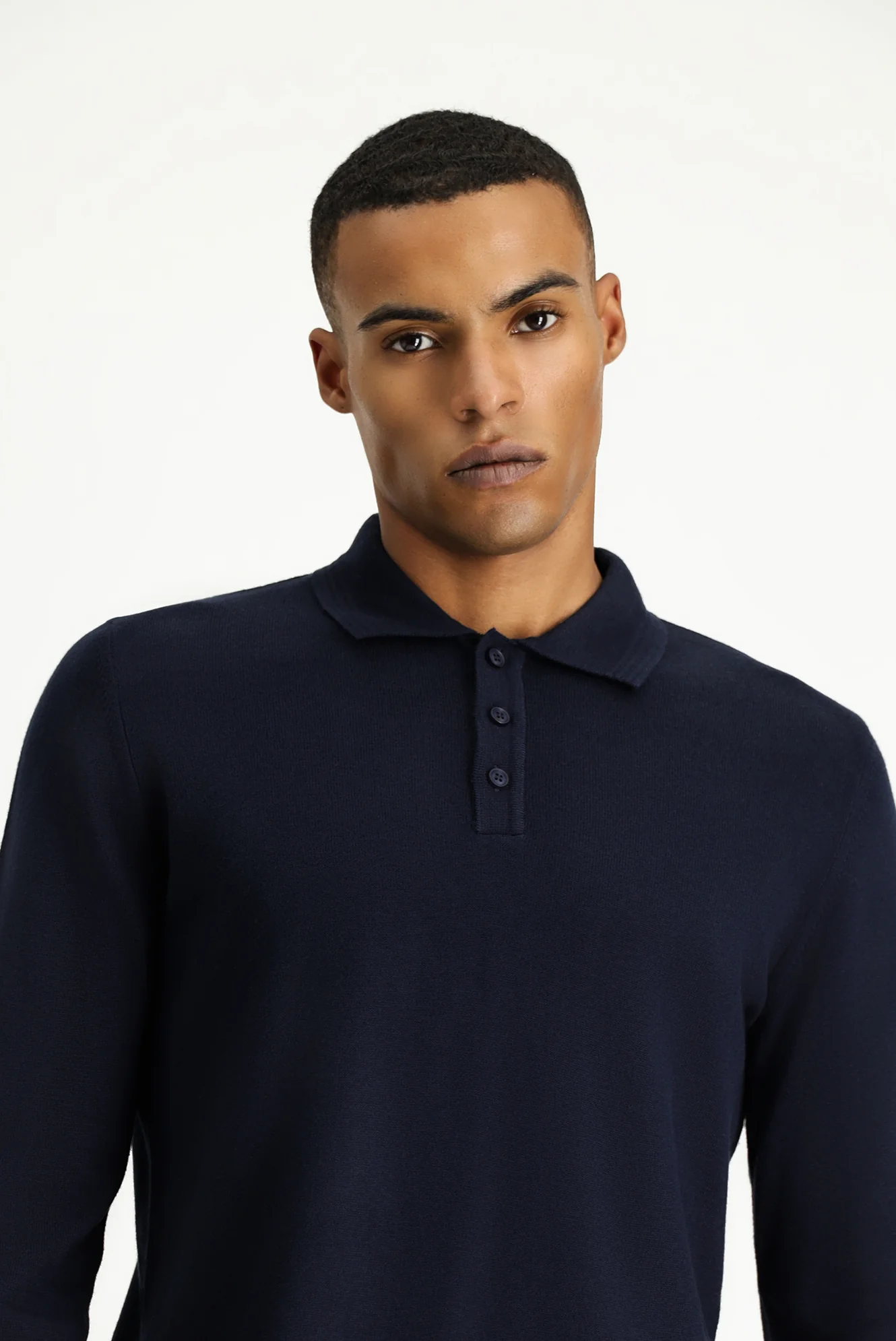 Koyu Lacivert Polo Yaka Regular Fit Pamuklu Triko Kazak - Image 3