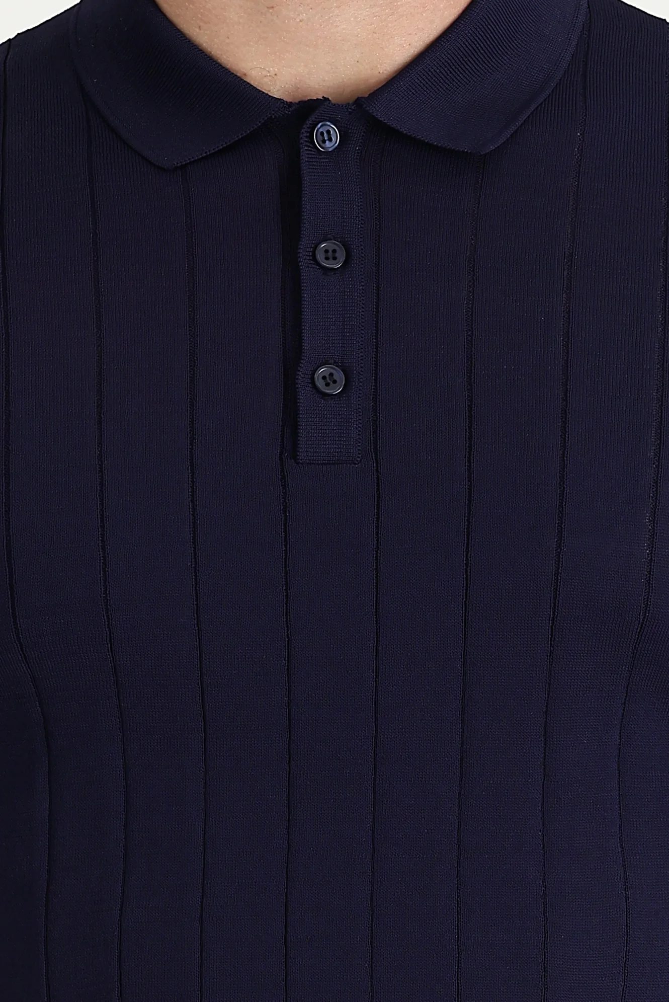 Koyu Lacivert Polo Yaka Slim Fit Dar Kesim Tişört - Image 4