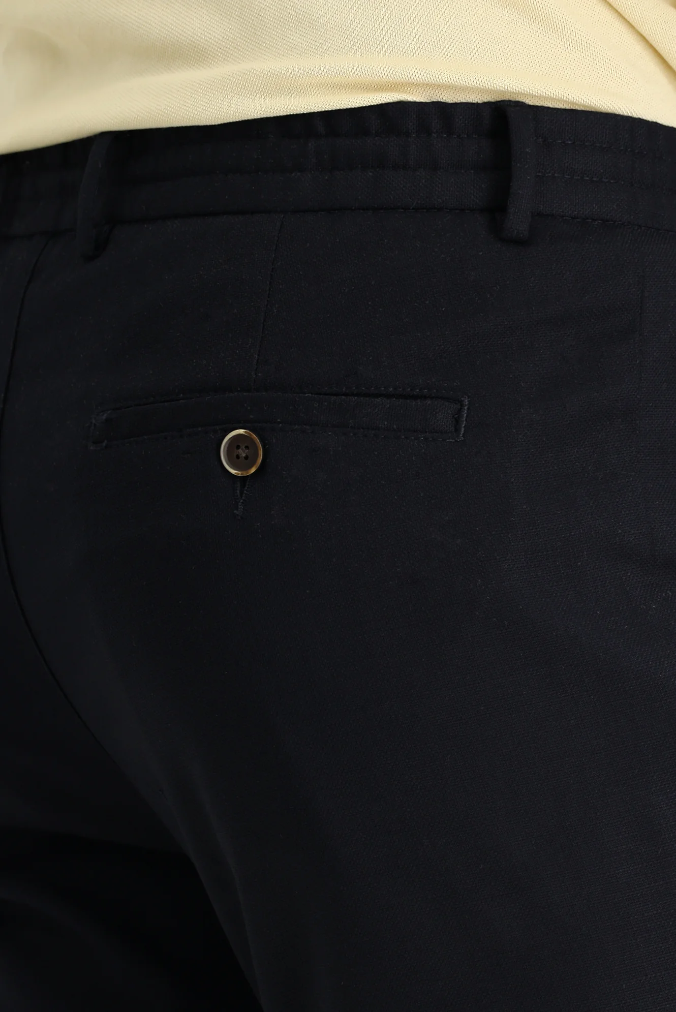 Koyu Lacivert Regular Fit Standart Kesim Beli Lastikli İpli Likralı Pantolon - Image 5