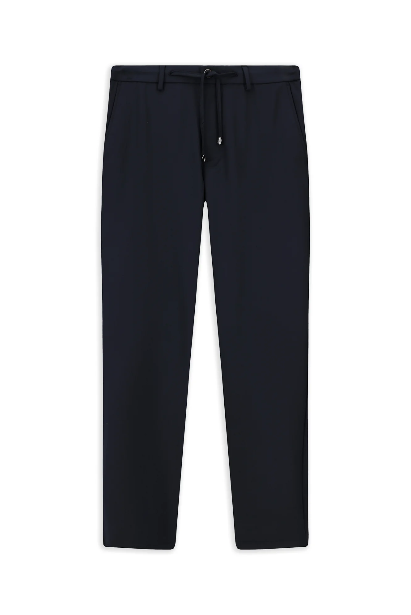 Koyu Lacivert Regular Fit Standart Kesim Beli Lastikli İpli Likralı Pantolon - Image 6