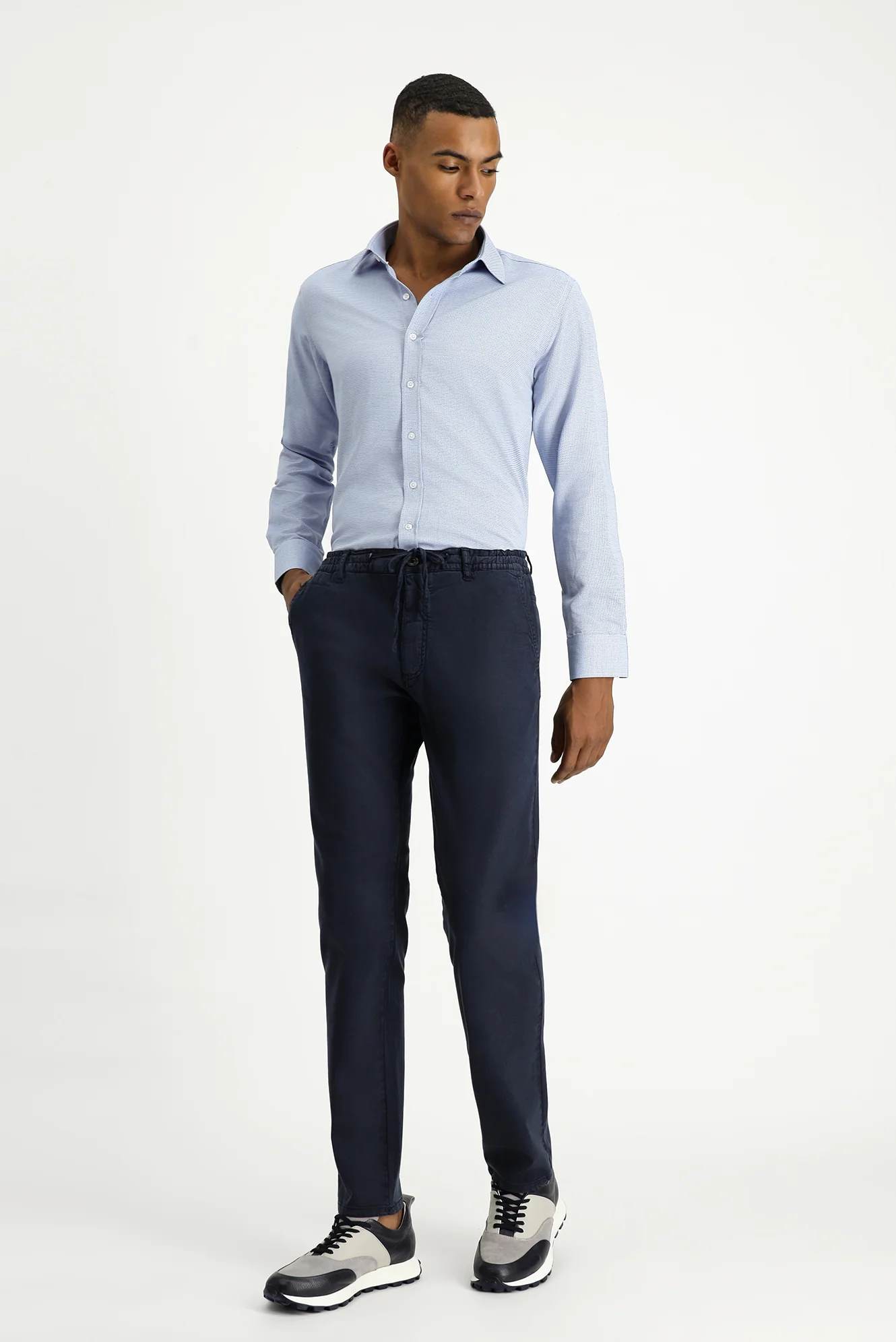 Koyu Lacivert Regular Fit Standart Kesim Beli Lastikli İpli Likralı Jogger Pantolon - Image 2