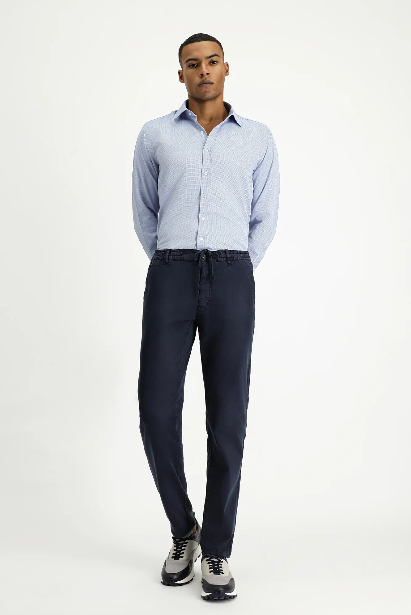 Koyu Lacivert Regular Fit Standart Kesim Beli Lastikli İpli Likralı Jogger Pantolon - Image 3