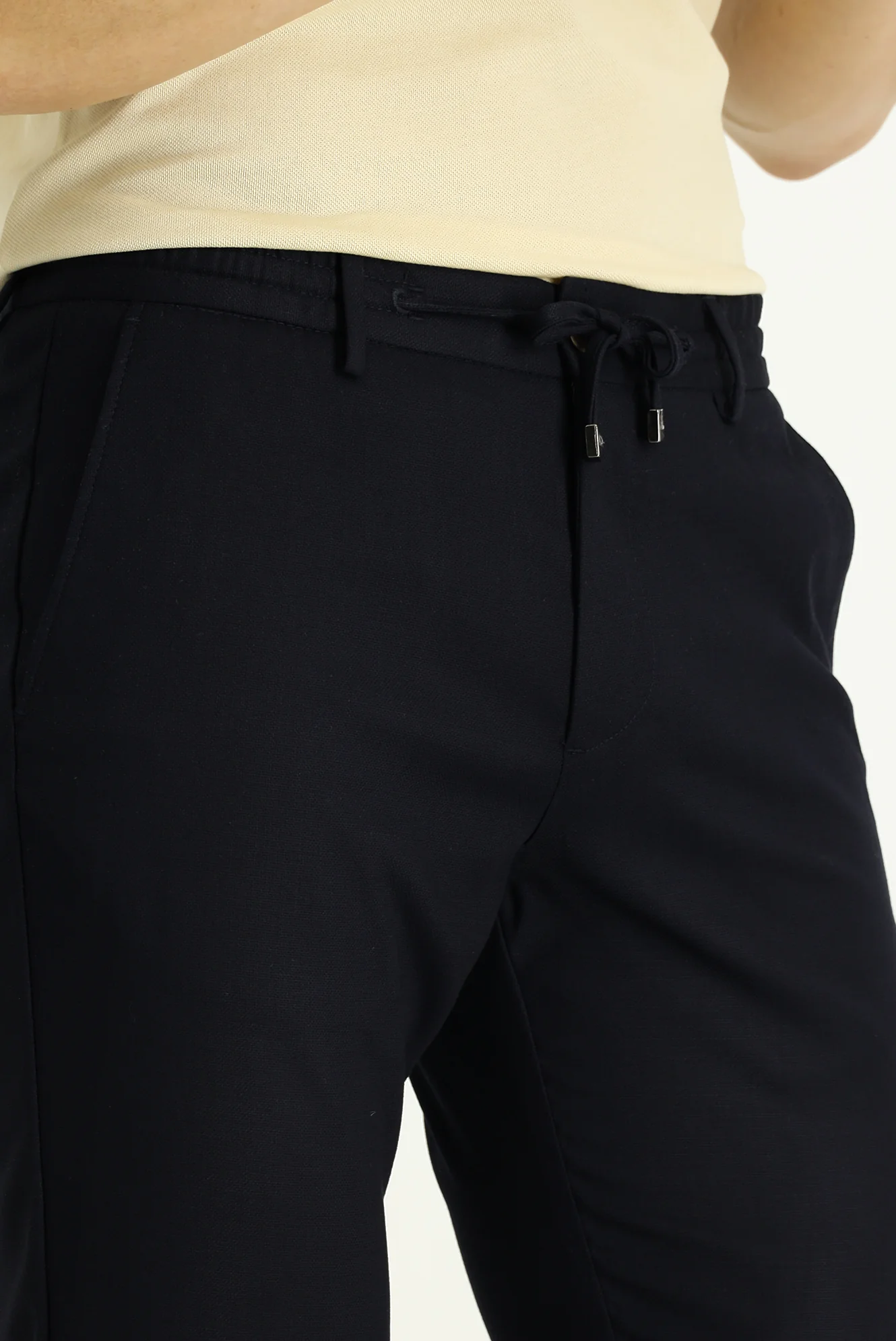 Koyu Lacivert 6 Drop Regular Fit Standart Kesim Beli Lastikli İpli Spor Pantolon - Image 3