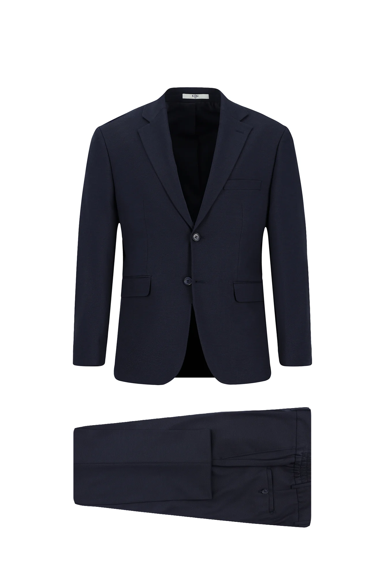 Koyu Lacivert 7 Drop Slim Fit Dar Kesim Beli Lastikli Takım Elbise