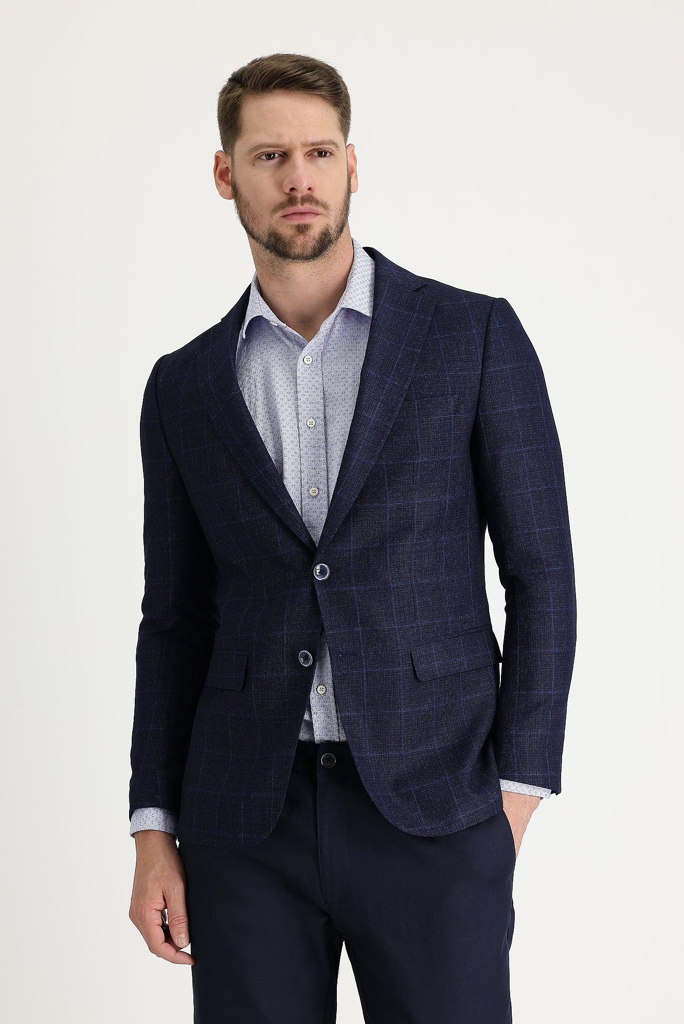 Koyu Lacivert 4 Drop Relaxed Fit Rahat Kesim Ceket