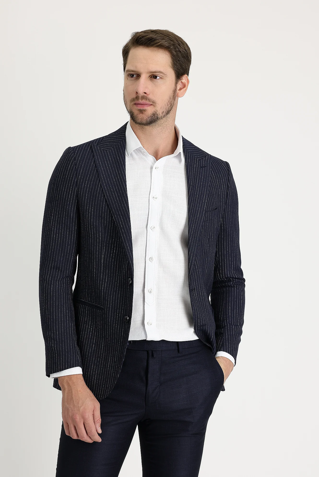 Koyu Lacivert 6 Drop Regular Fit Standart Kesim Blazer Ceket - Image 2