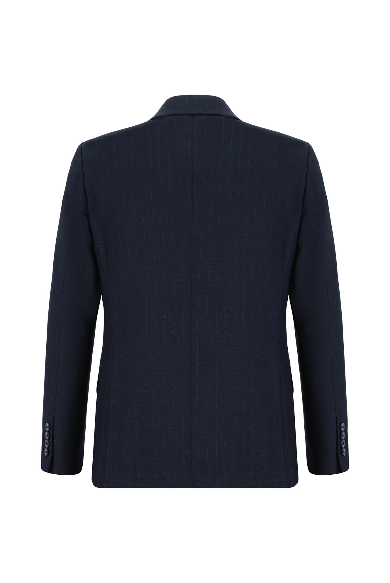 Koyu Lacivert 6 Drop Regular Fit Standart Kesim Çizgili Kruvaze Takım Elbise - Image 3