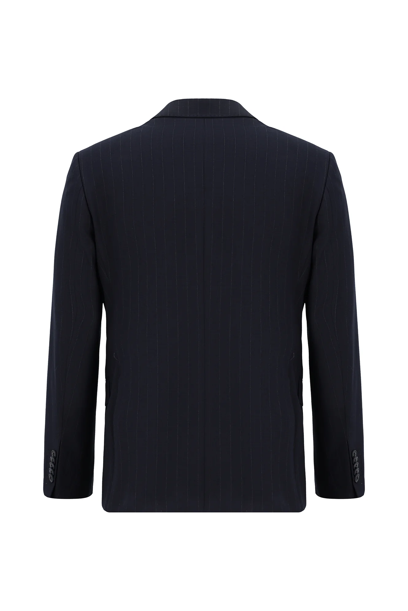Koyu Lacivert 6 Drop Regular Fit Standart Kesim Çizgili Kruvaze Takım Elbise - Image 3
