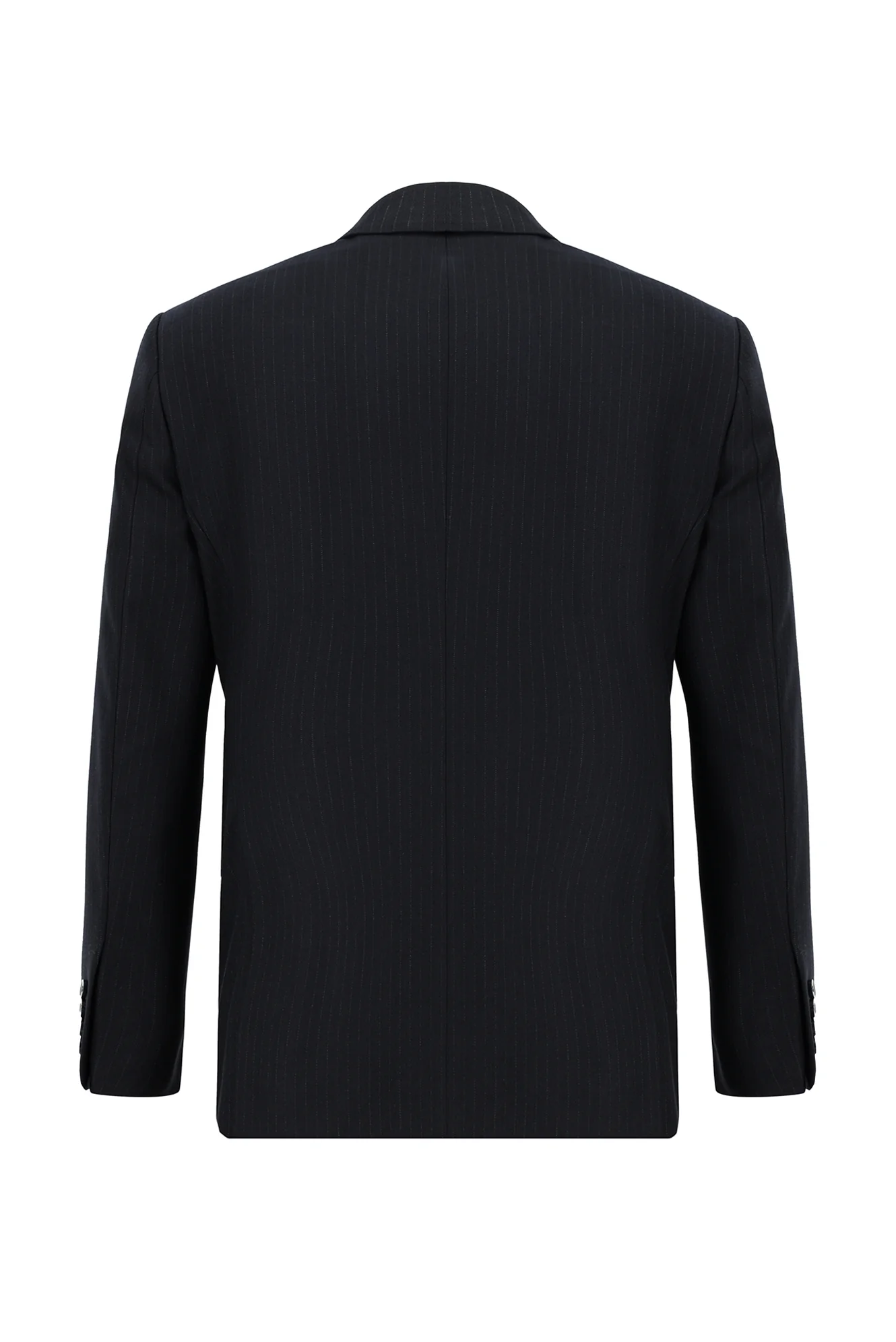 Koyu Lacivert 6 Drop Regular Fit Standart Kesim Çizgili Kruvaze Takım Elbise - Image 3