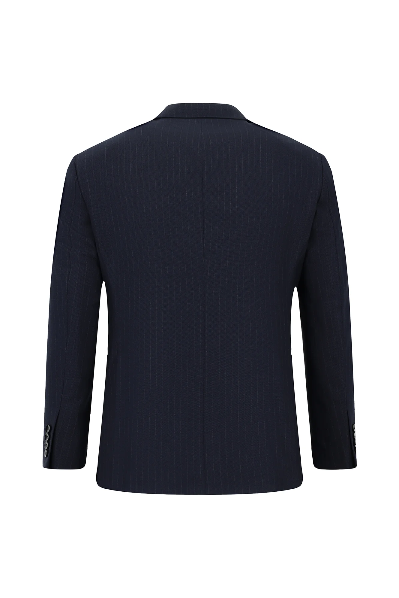 Koyu Lacivert 6 Drop Regular Fit Standart Kesim Çizgili Kruvaze Takım Elbise - Image 3