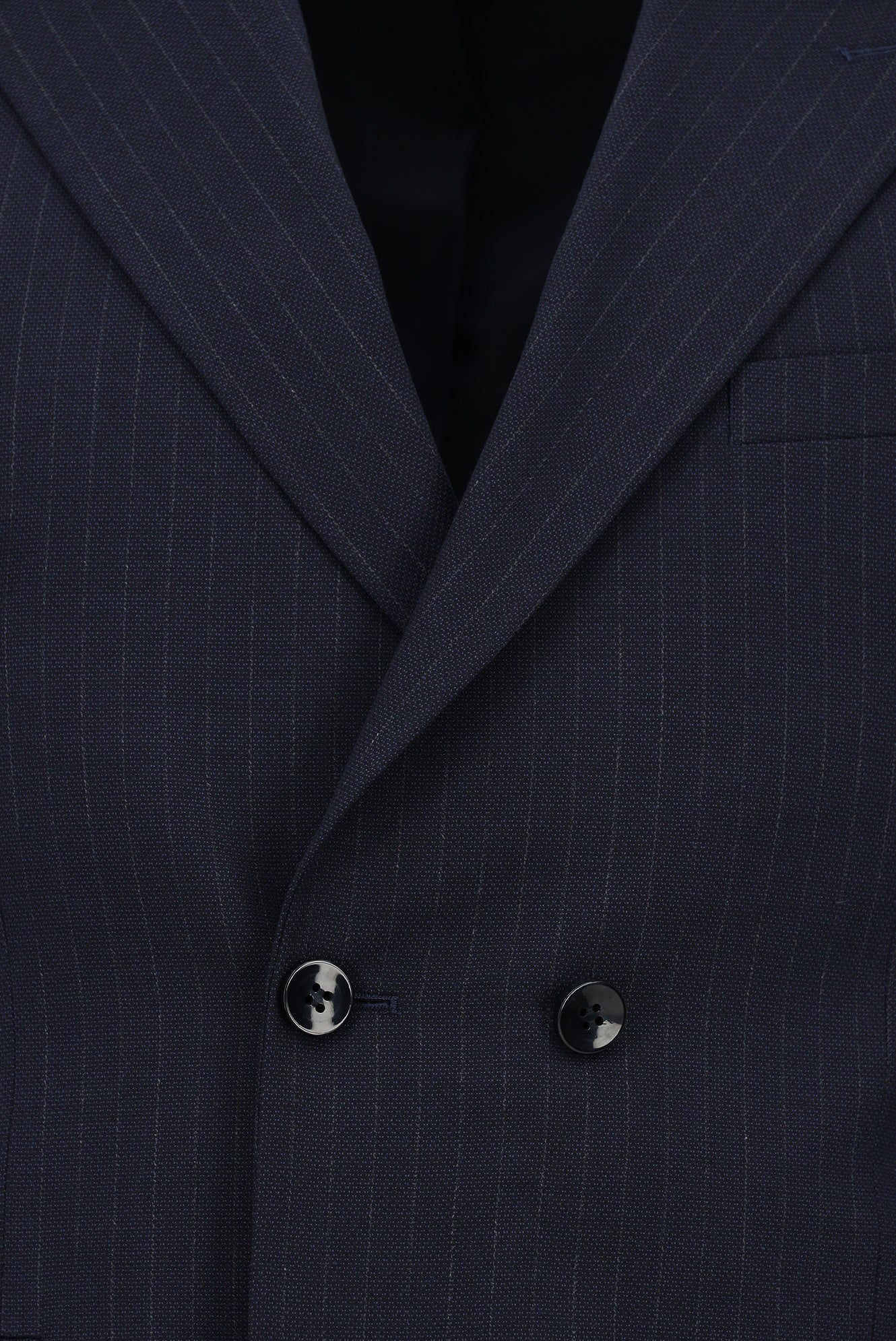 Koyu Lacivert 6 Drop Regular Fit Standart Kesim Çizgili Kruvaze Takım Elbise - Image 4