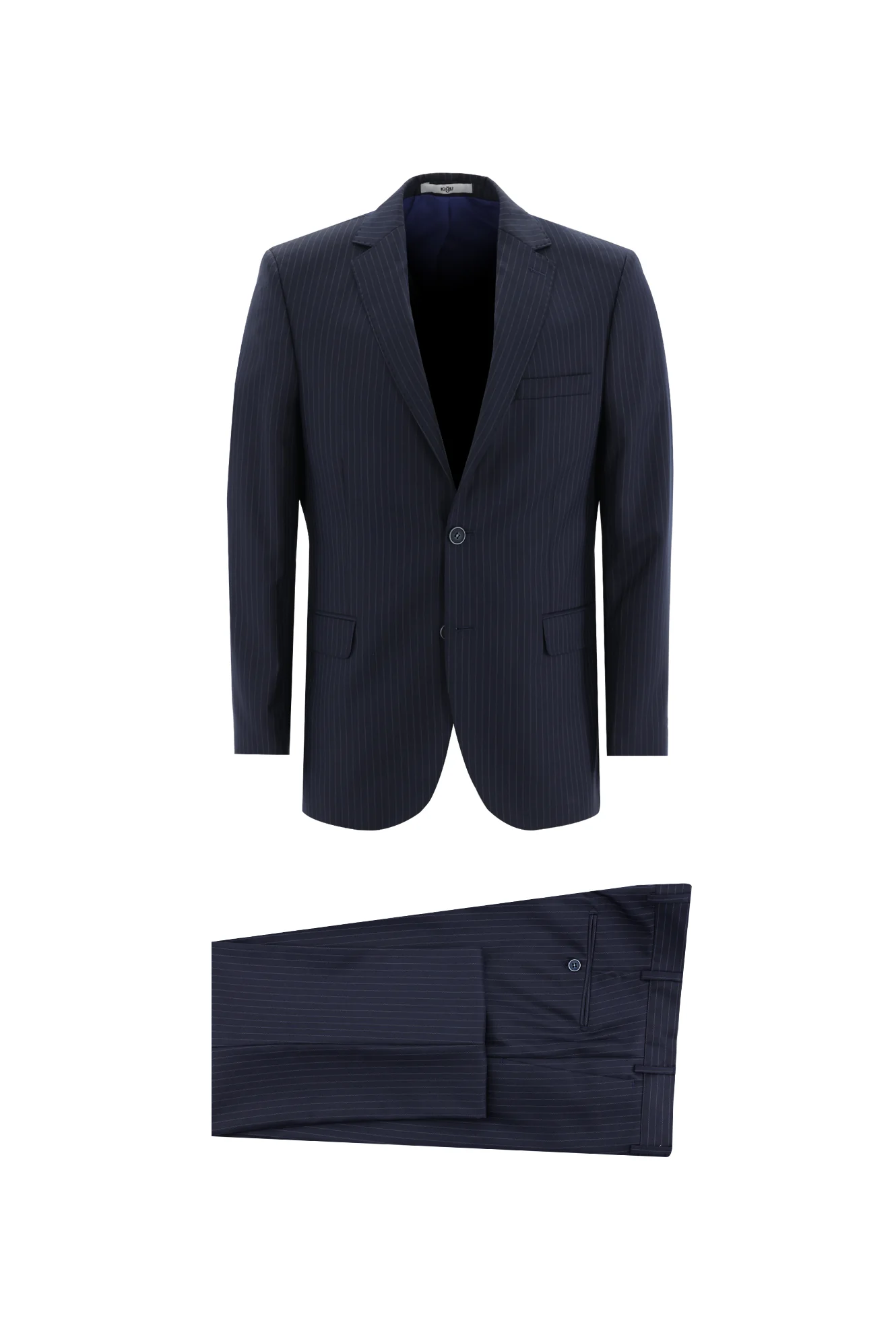 Koyu Lacivert 6 Drop Regular Fit Standart Kesim Çizgili Takım Elbise