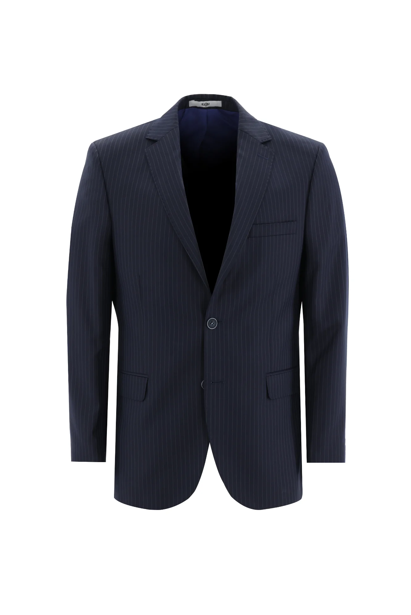Koyu Lacivert 6 Drop Regular Fit Standart Kesim Çizgili Takım Elbise - Image 2