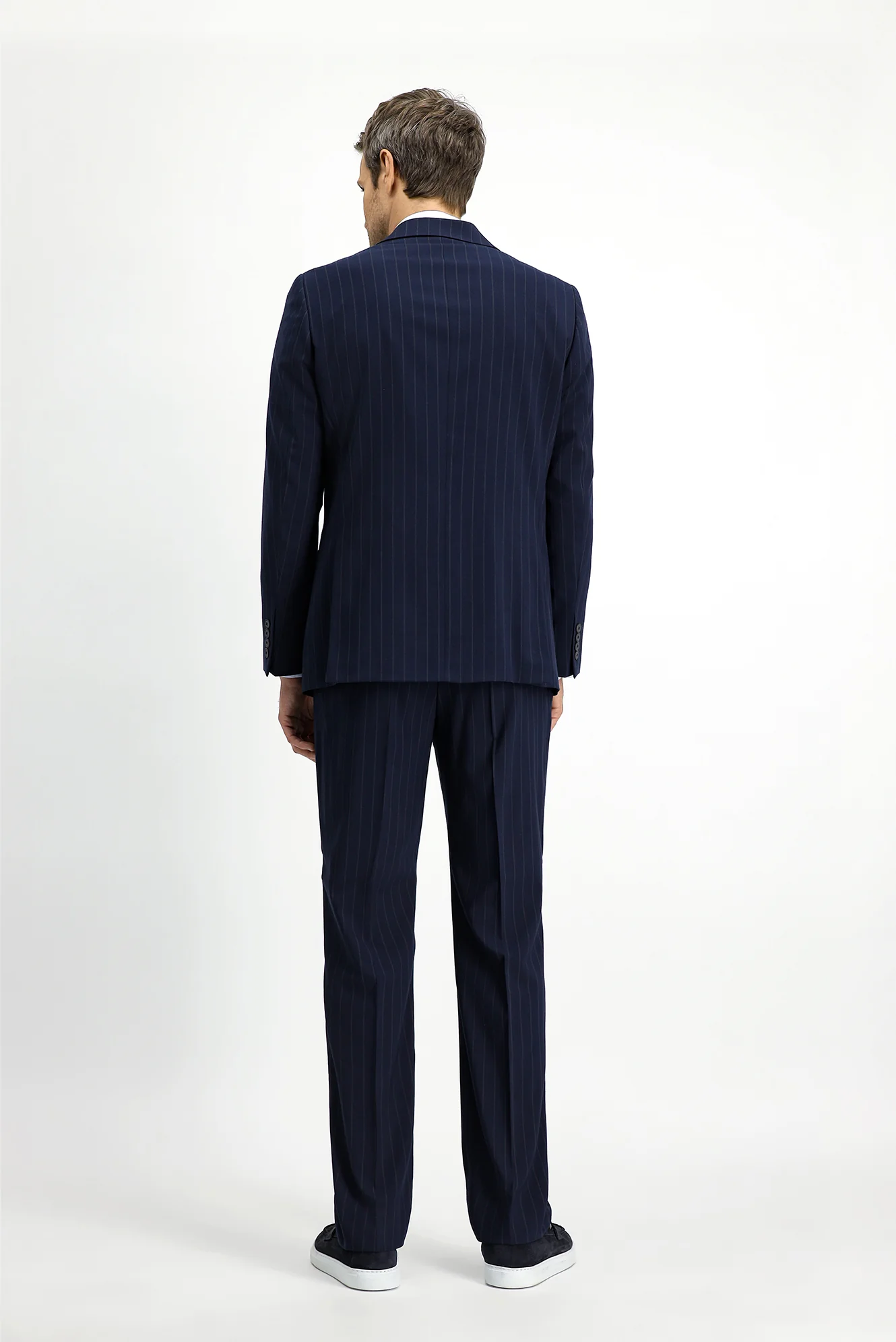 Koyu Lacivert 6 Drop Regular Fit Standart Kesim Çizgili Takım Elbise - Image 4