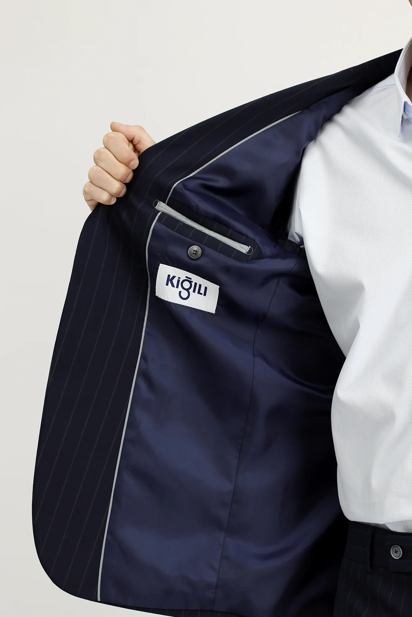 Koyu Lacivert 6 Drop Regular Fit Standart Kesim Çizgili Takım Elbise - Image 5