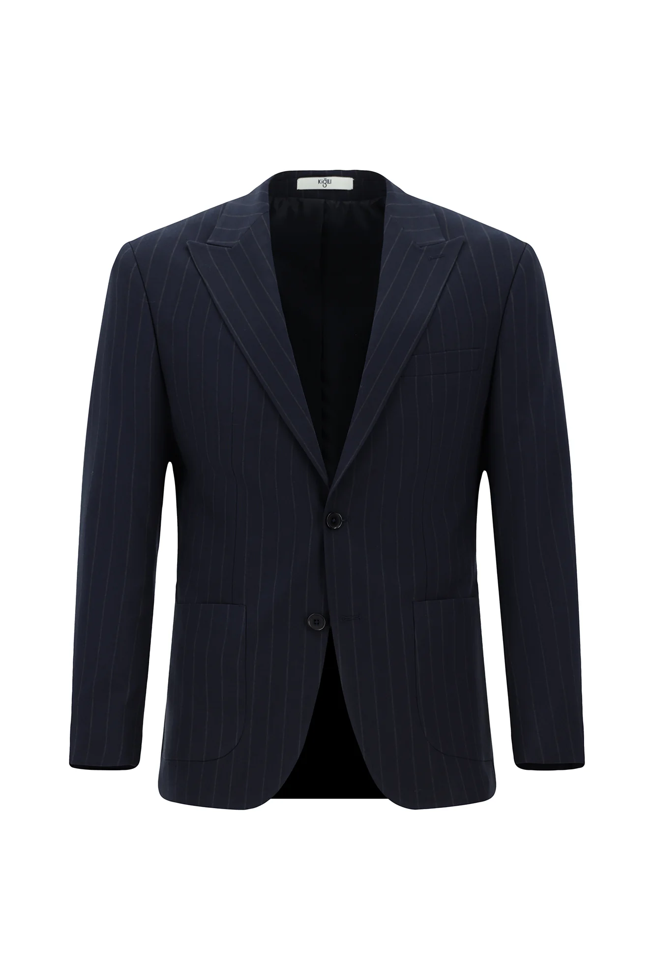 Koyu Lacivert 6 Drop Regular Fit Standart Kesim Çizgili Takım Elbise - Image 7