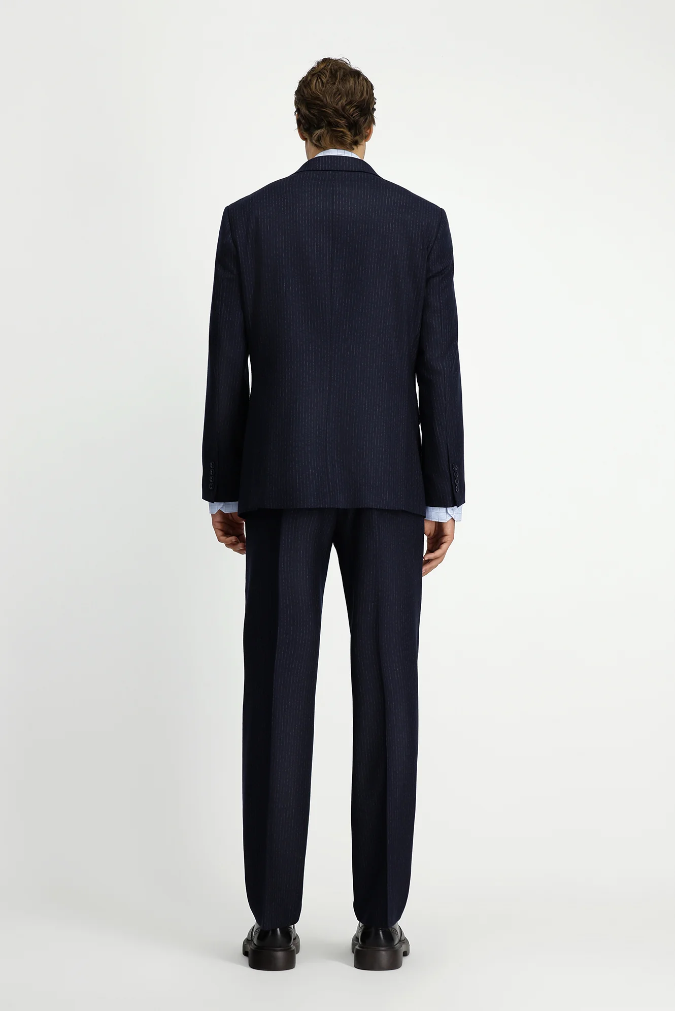 Koyu Lacivert 6 Drop Regular Fit Standart Kesim Çizgili Takım Elbise - Image 7