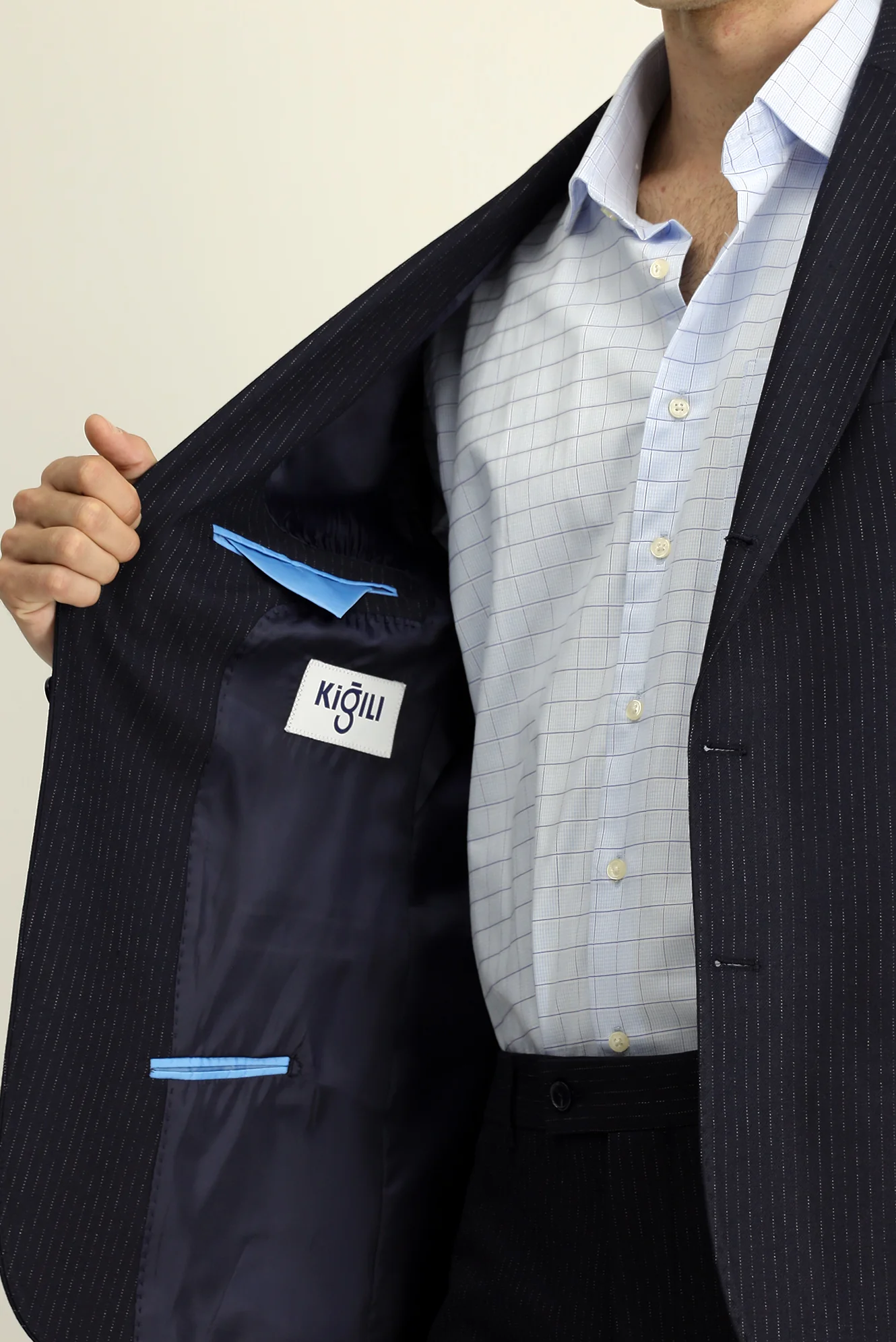 Koyu Lacivert 6 Drop Regular Fit Standart Kesim Çizgili Takım Elbise - Image 8