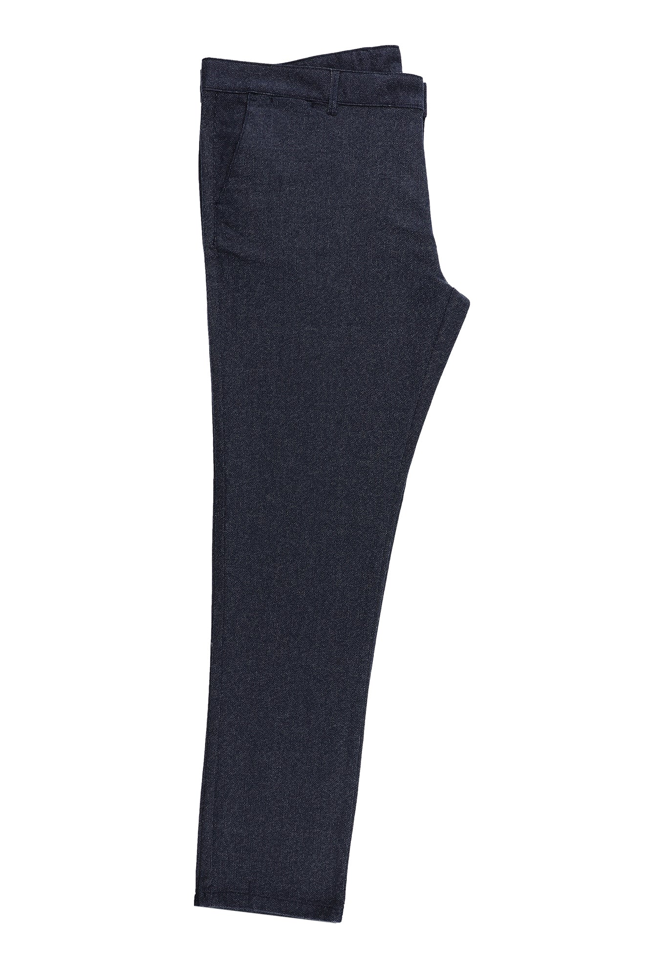 Koyu Lacivert Regular Fit Standart Kesim Desenli Likralı Kanvas / Chino Pantolon - Image 2
