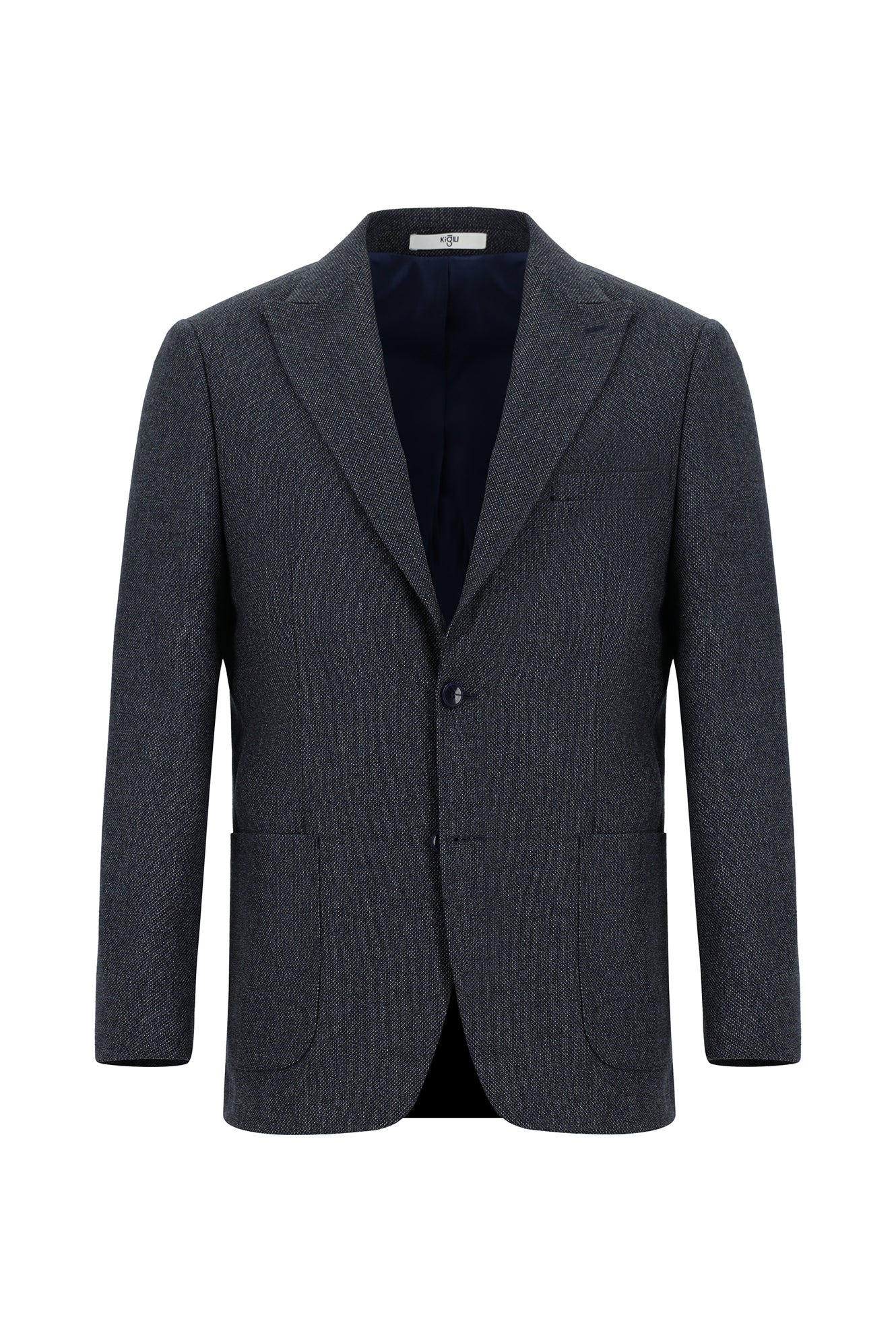 Koyu Lacivert 6 Drop Regular Fit Standart Kesim Desenli Likralı Spor Ceket - Image 6