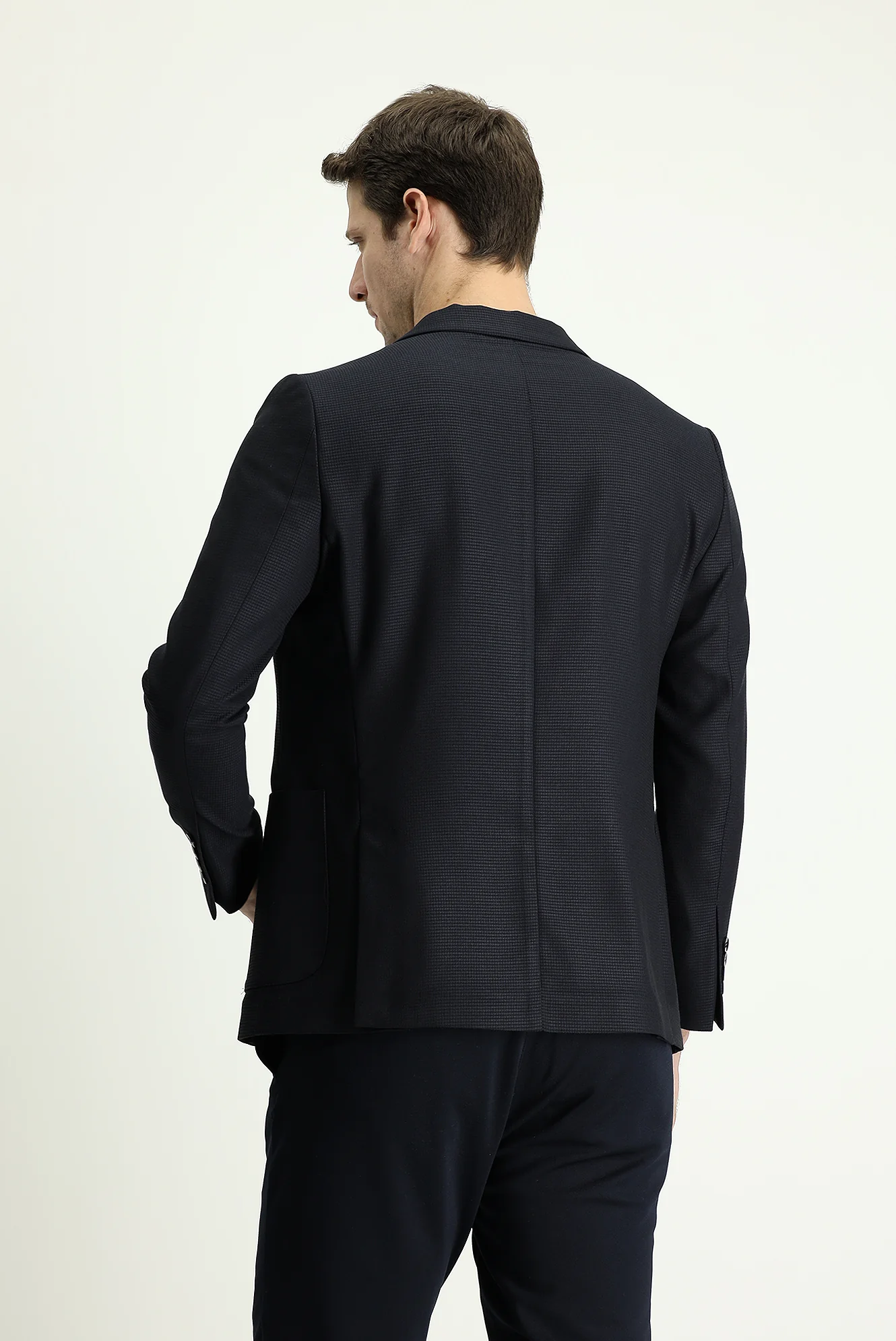 Koyu Lacivert 6 Drop Regular Fit Standart Kesim Desenli Spor Ceket - Image 3