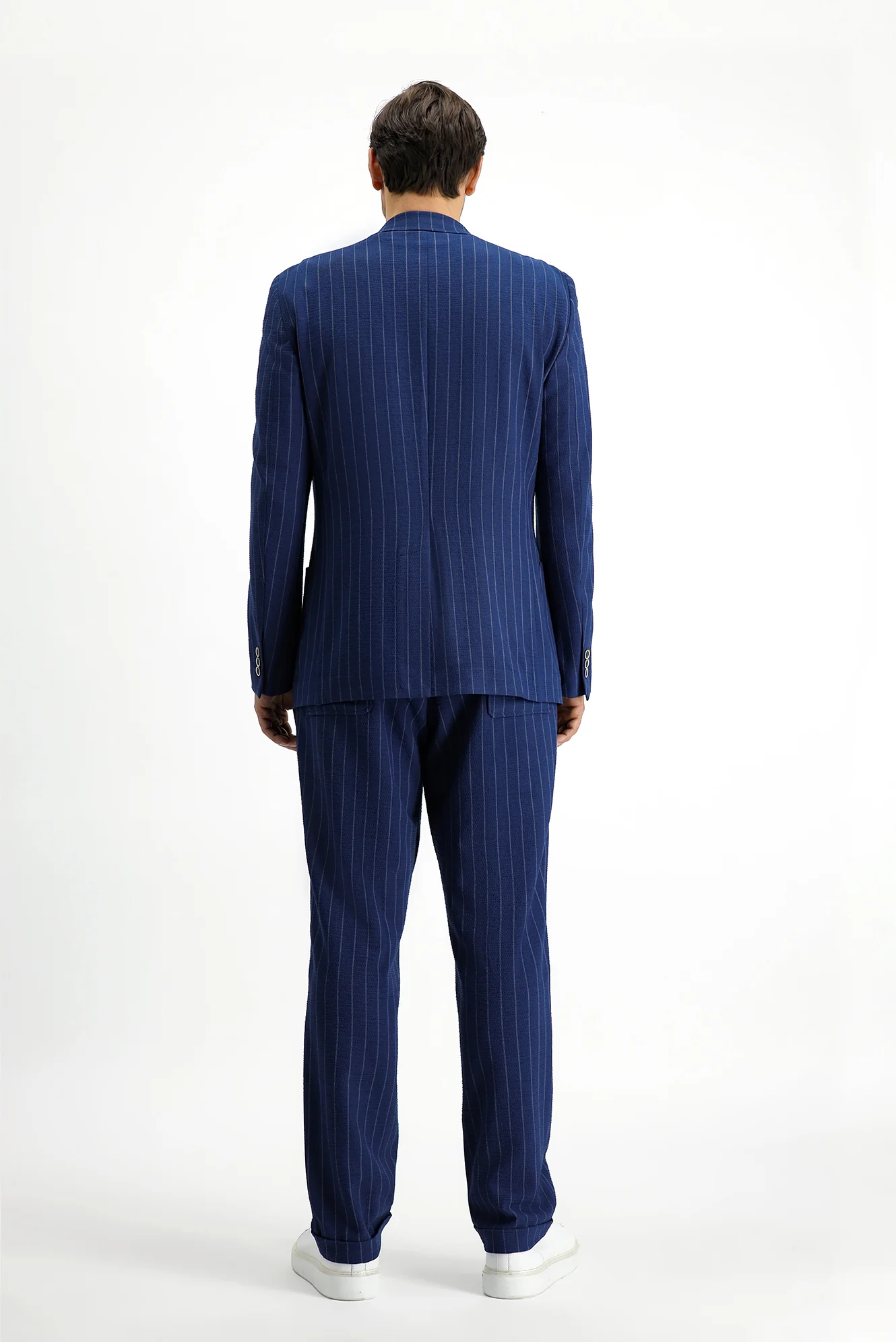 Koyu Lacivert 6 Drop Regular Fit Standart Kesim Desenli Takım Elbise - Image 5