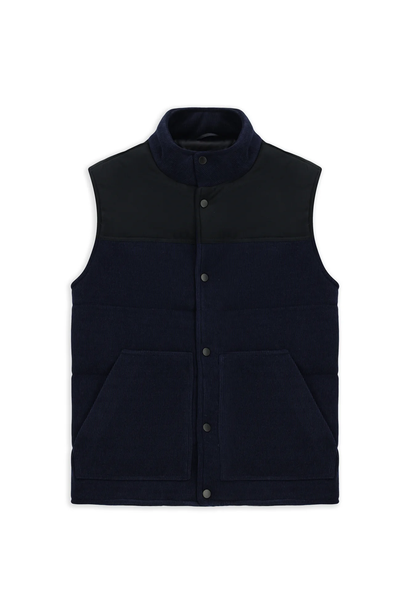 Koyu Lacivert Dik Yaka Çıtçıtlı Kadife Spor Yelek - Image 7