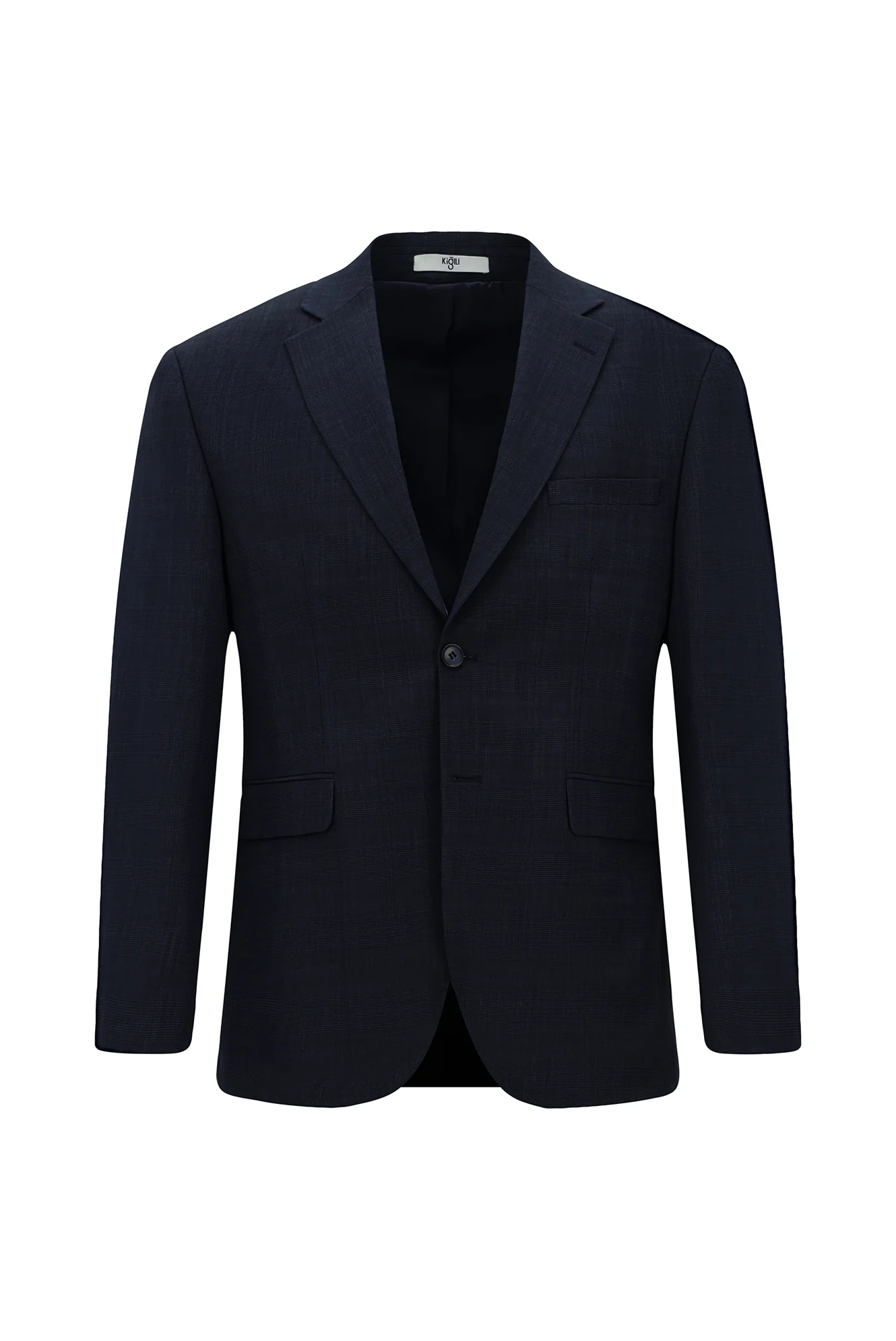 Koyu Lacivert 4 Drop Relaxed Fit Rahat Kesim Ekose Beli Lastikli Takım Elbise - Image 2
