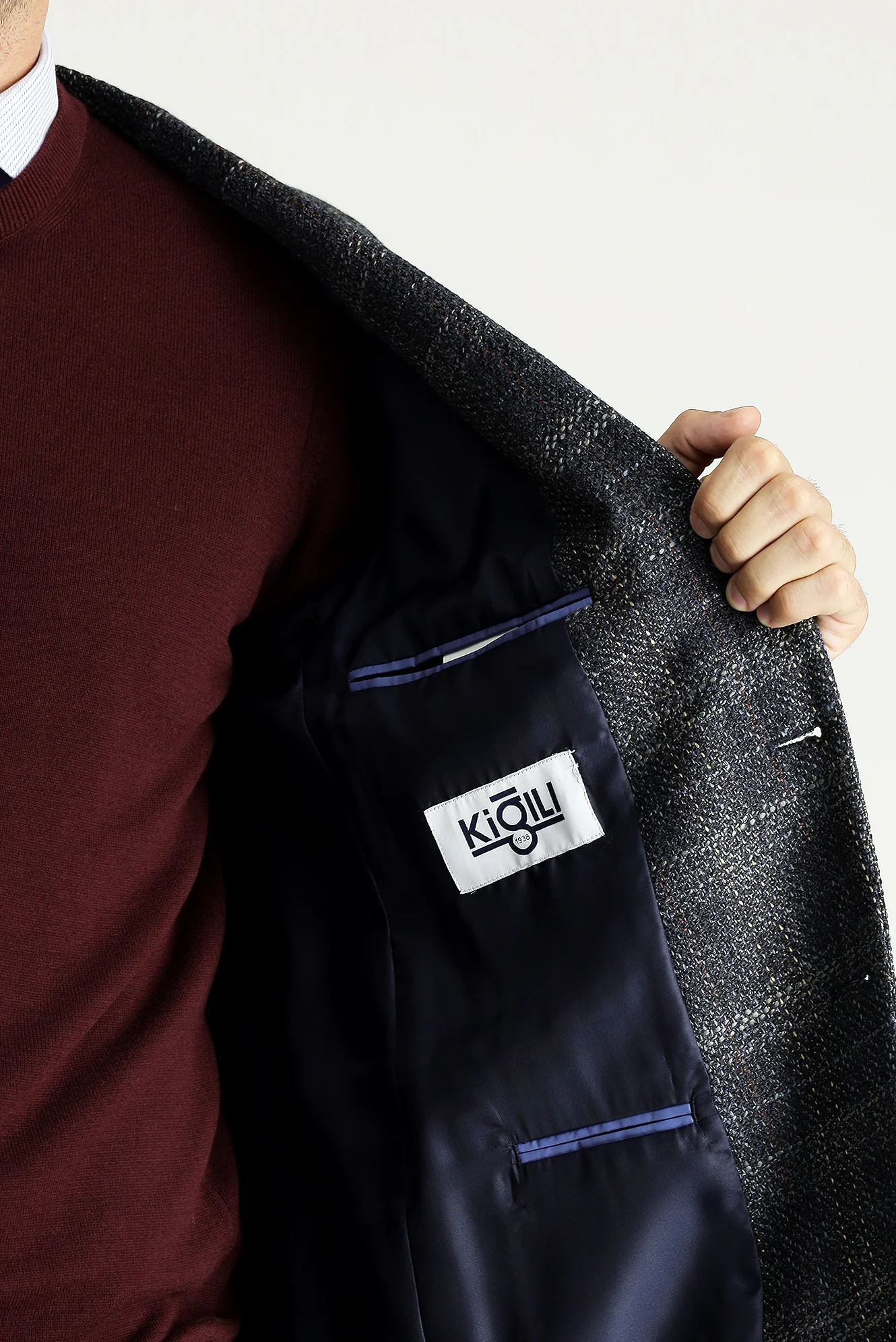 Koyu Lacivert 6 Drop Regular Fit Standart Kesim Ekose Ceket - Image 4