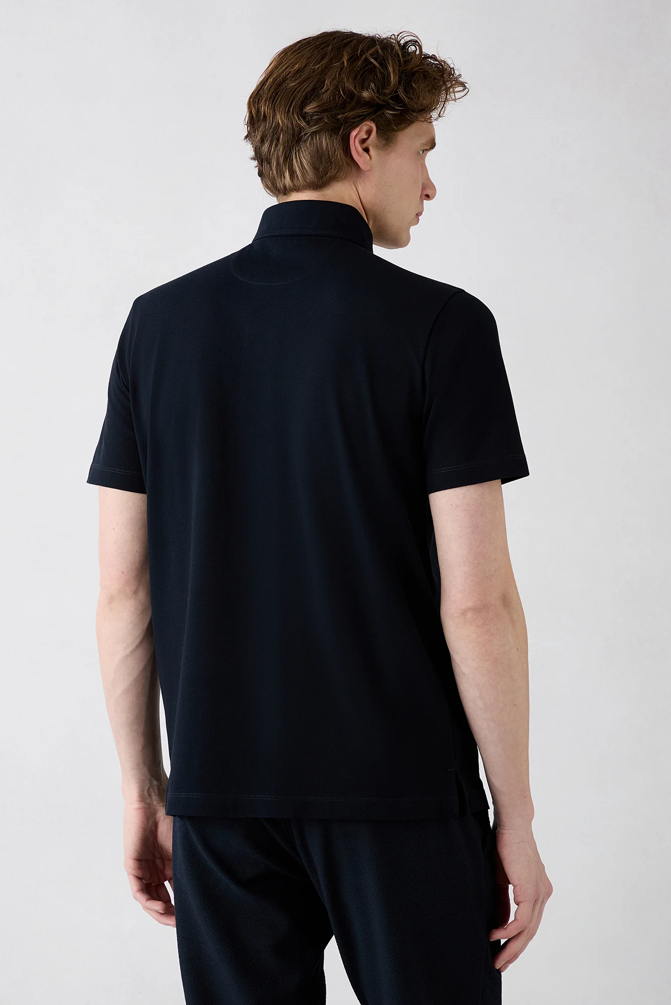 Koyu Lacivert Regular Fit Pamuk Düğmeli Polo Yaka Tişört - Image 4