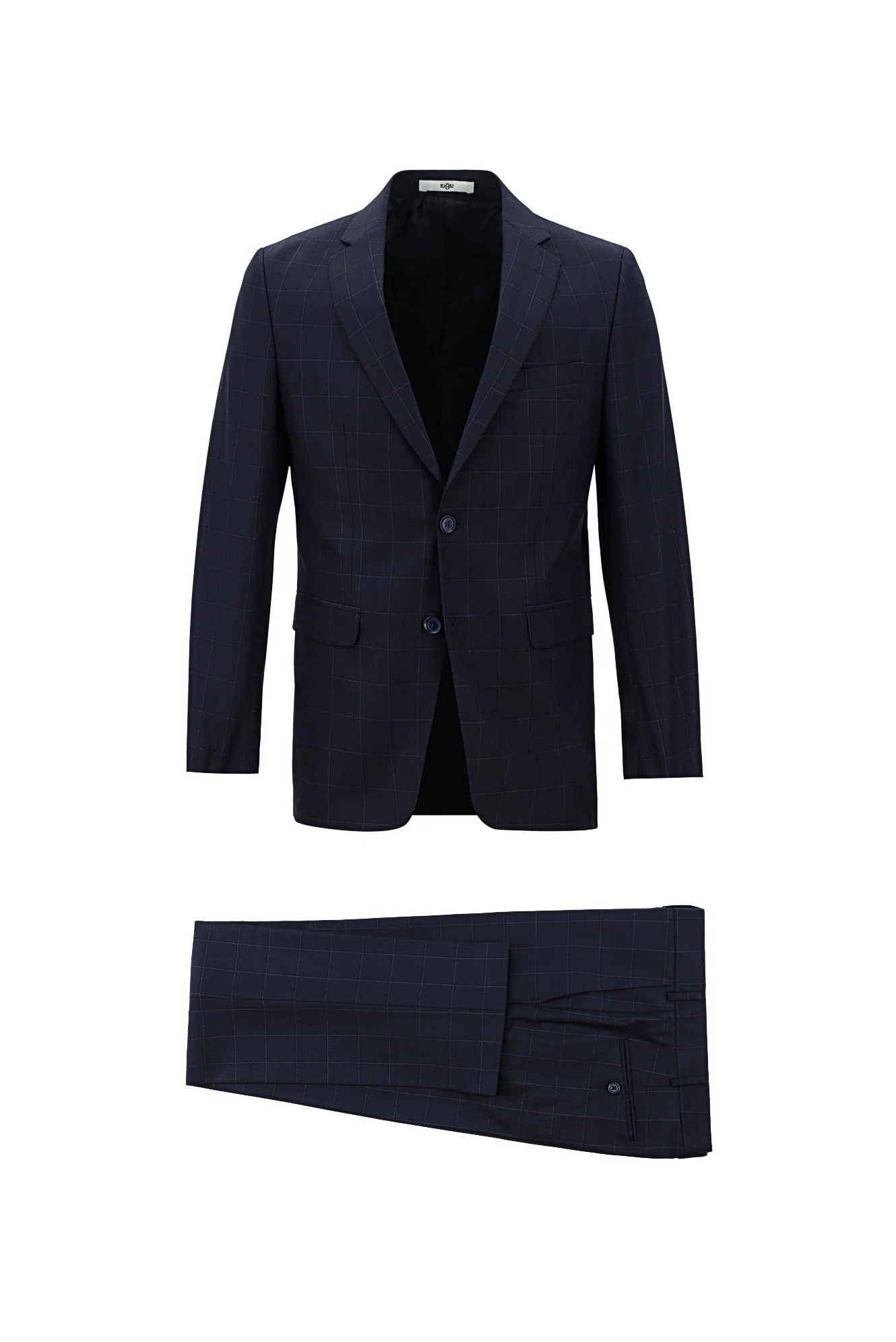 Koyu Lacivert 6 Drop Regular Fit Standart Kesim Kareli Takım Elbise