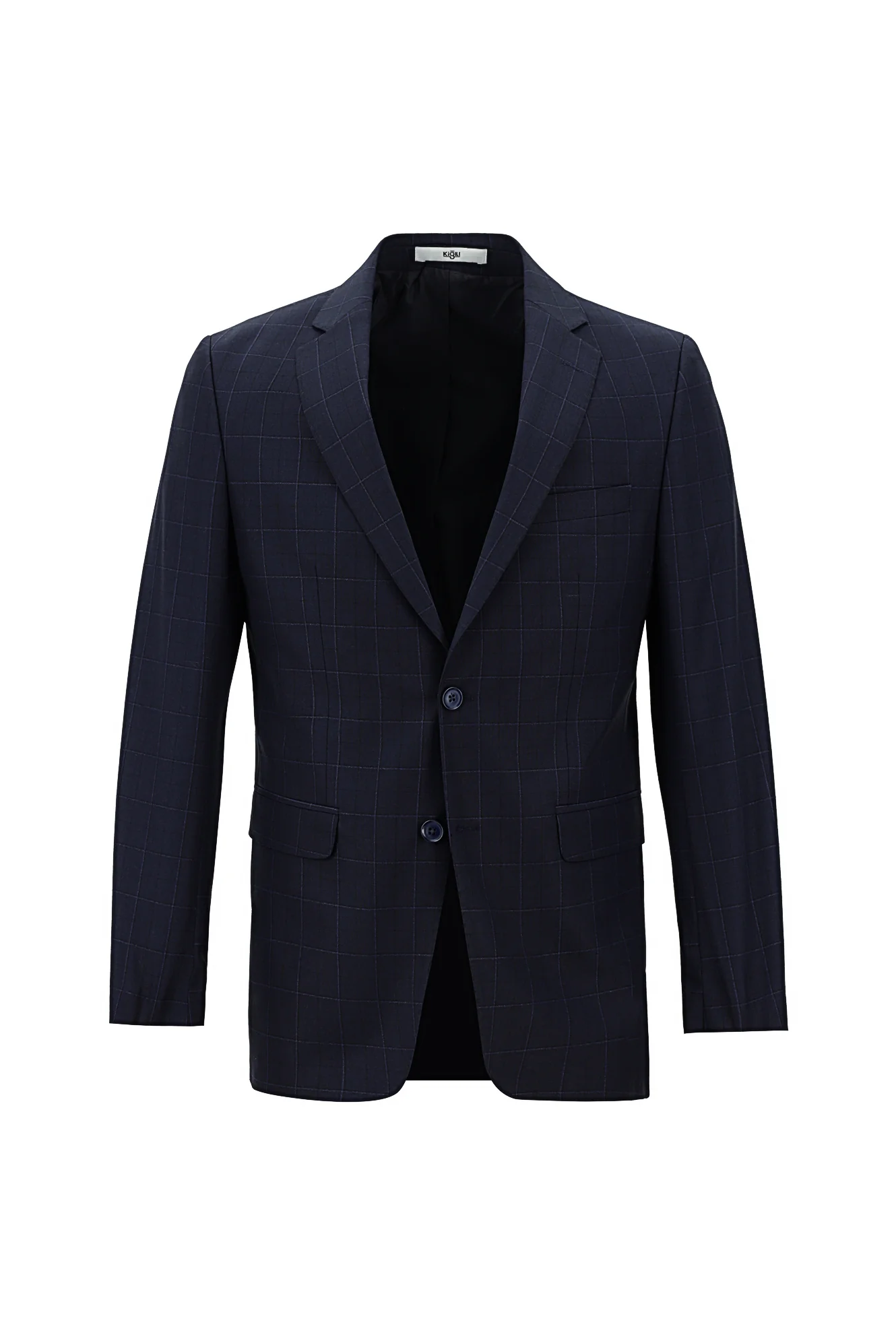 Koyu Lacivert 6 Drop Regular Fit Standart Kesim Kareli Takım Elbise - Image 2