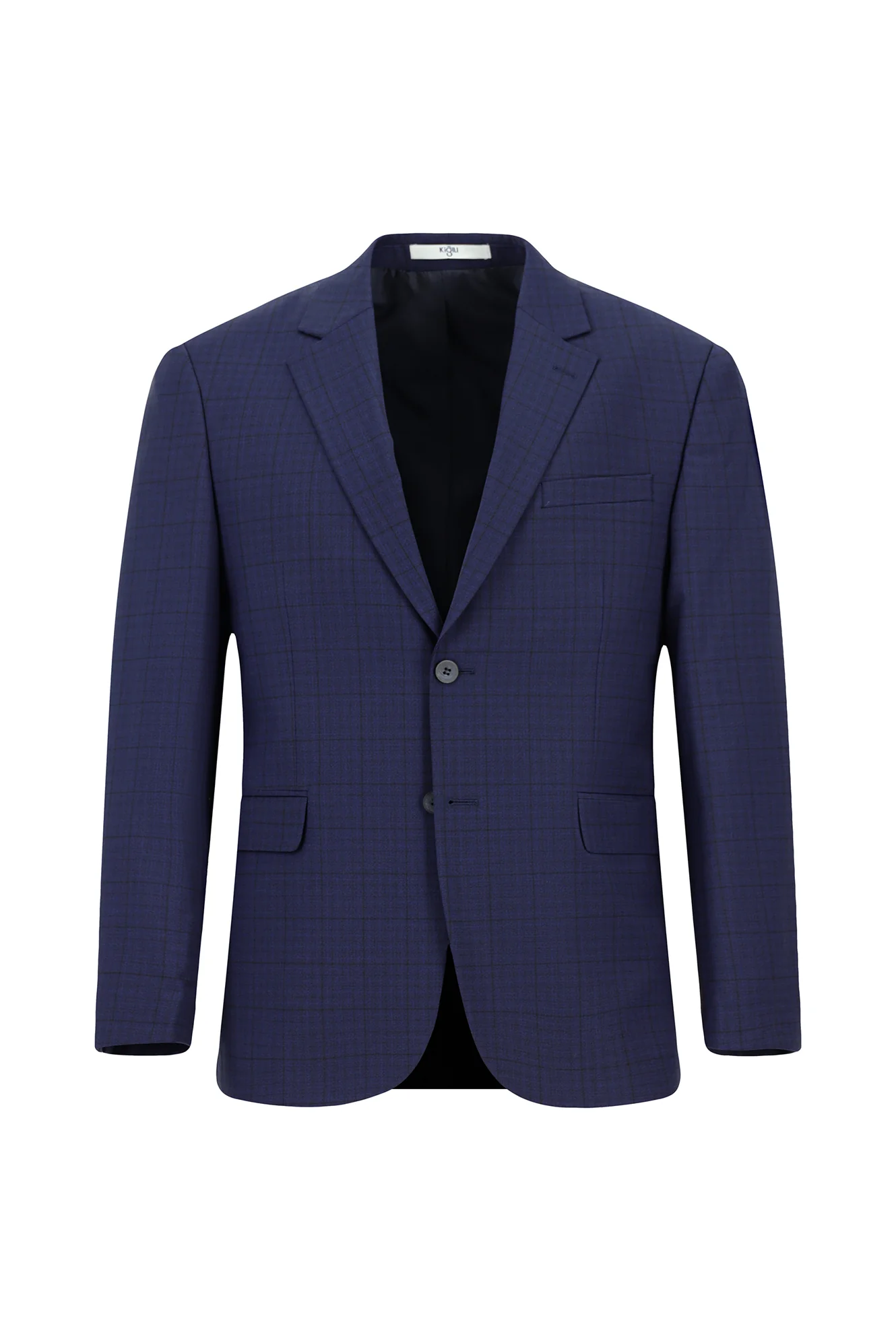 Koyu Lacivert 4 Drop Relaxed Fit Rahat Kesim Kareli Yünlü Takım Elbise - Image 2