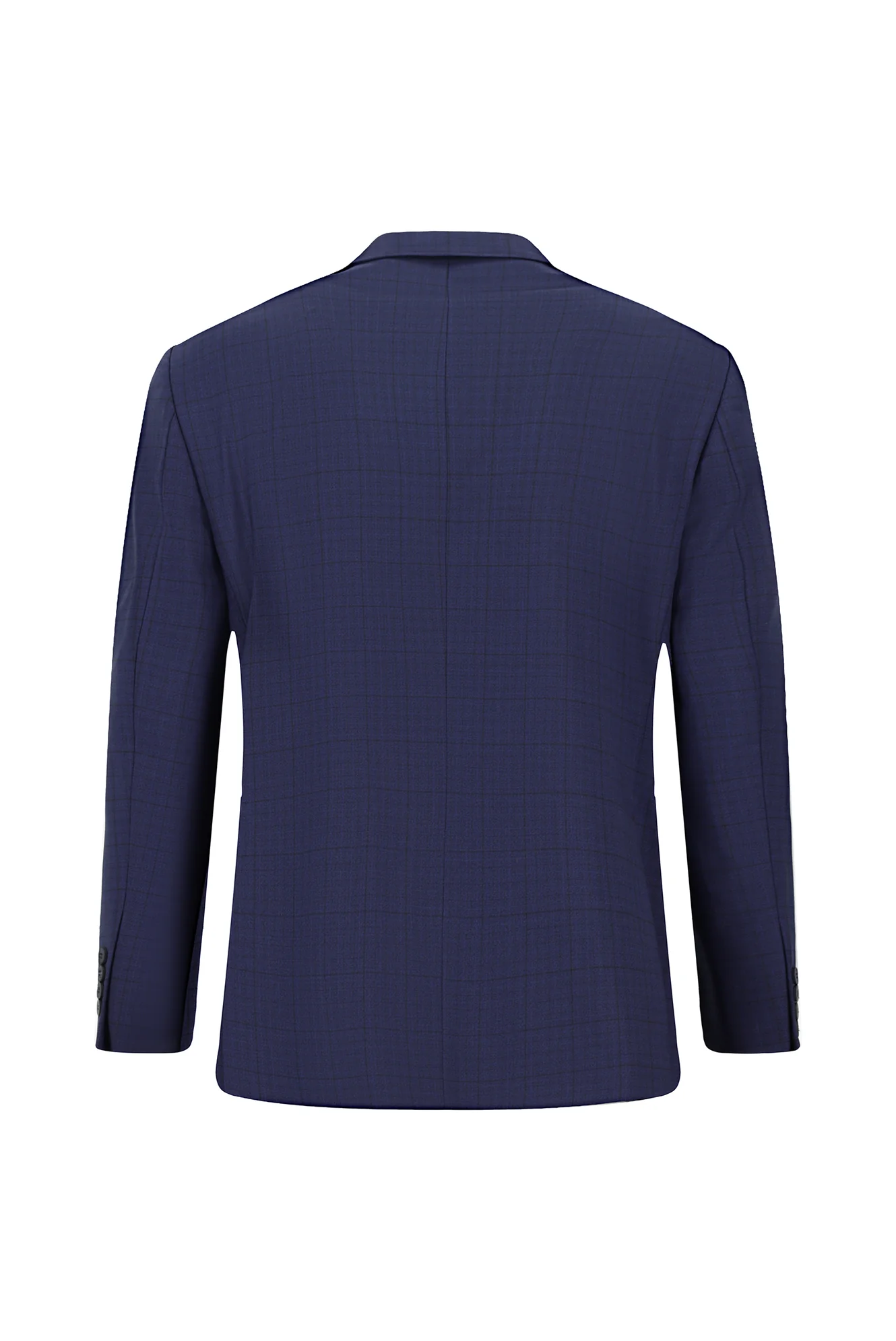 Koyu Lacivert 4 Drop Relaxed Fit Rahat Kesim Kareli Yünlü Takım Elbise - Image 3