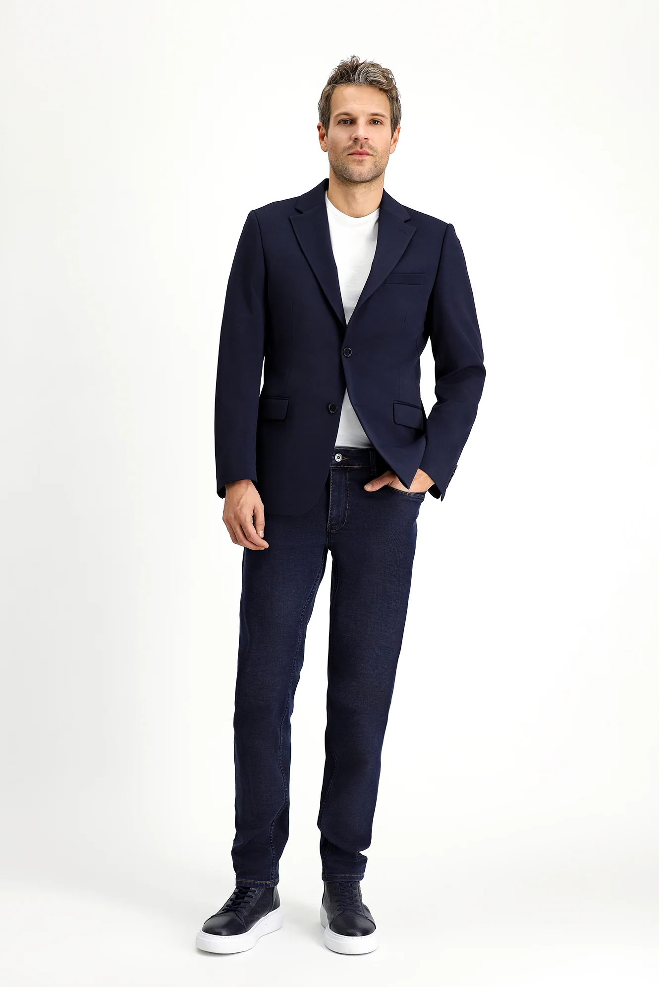 Koyu Lacivert 6 Drop Regular Fit Standart Kesim Mevsimlik Klasik Ceket - Image 2