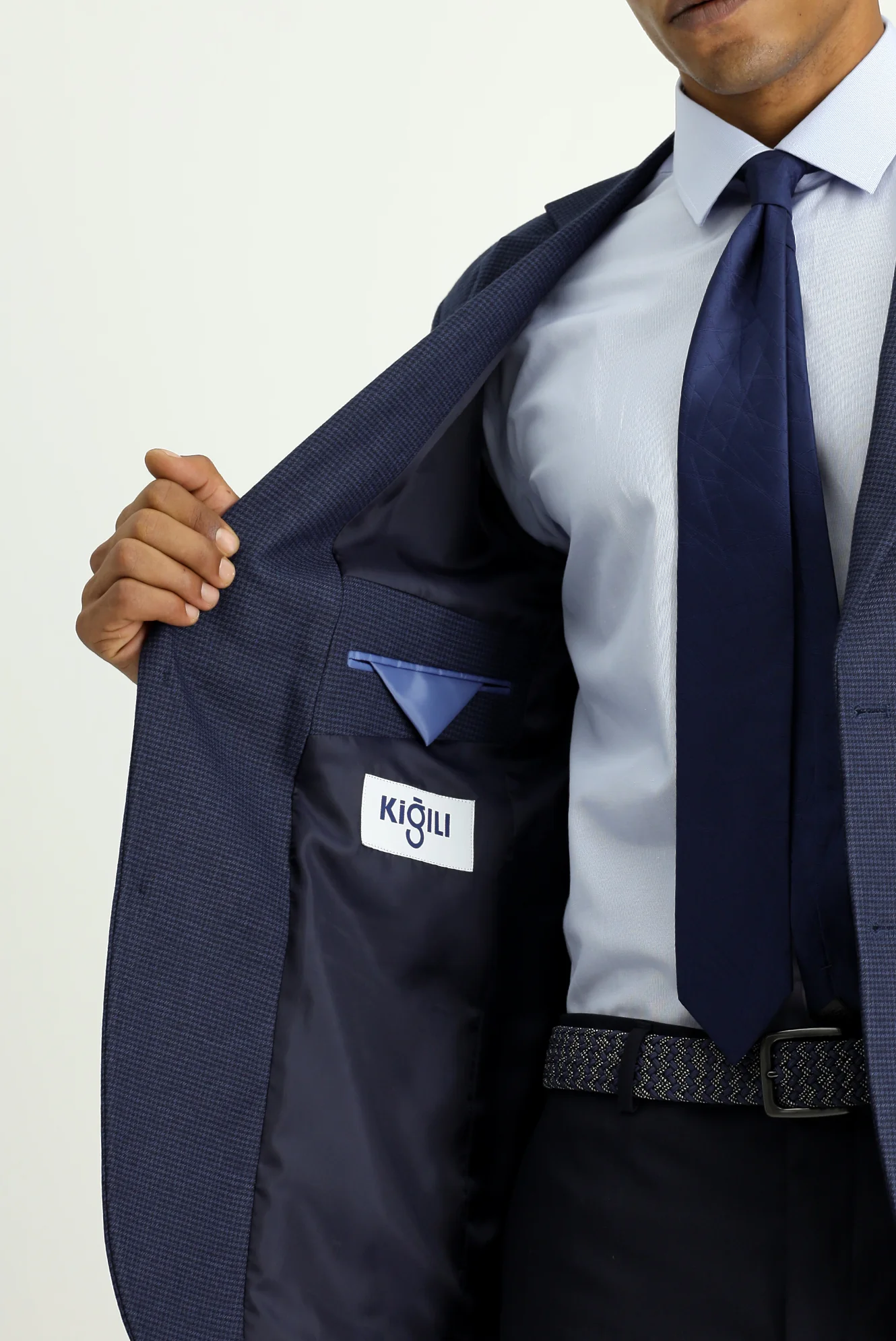 Koyu Lacivert 6 Drop Regular Fit Standart Kesim Klasik Desenli Ceket - Image 5