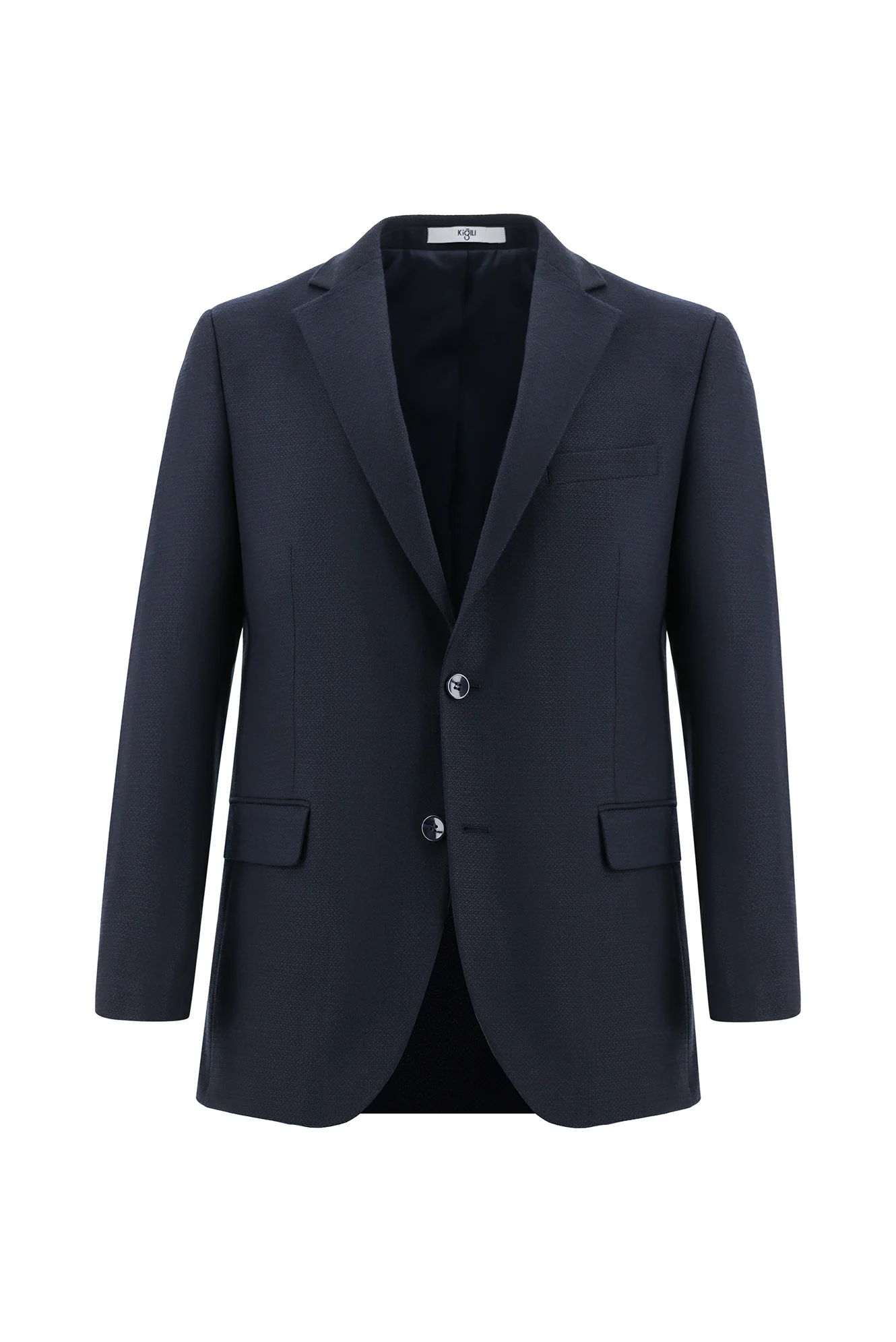 Koyu Lacivert 6 Drop Regular Fit Standart Kesim Desenli Takım Elbise - Image 2