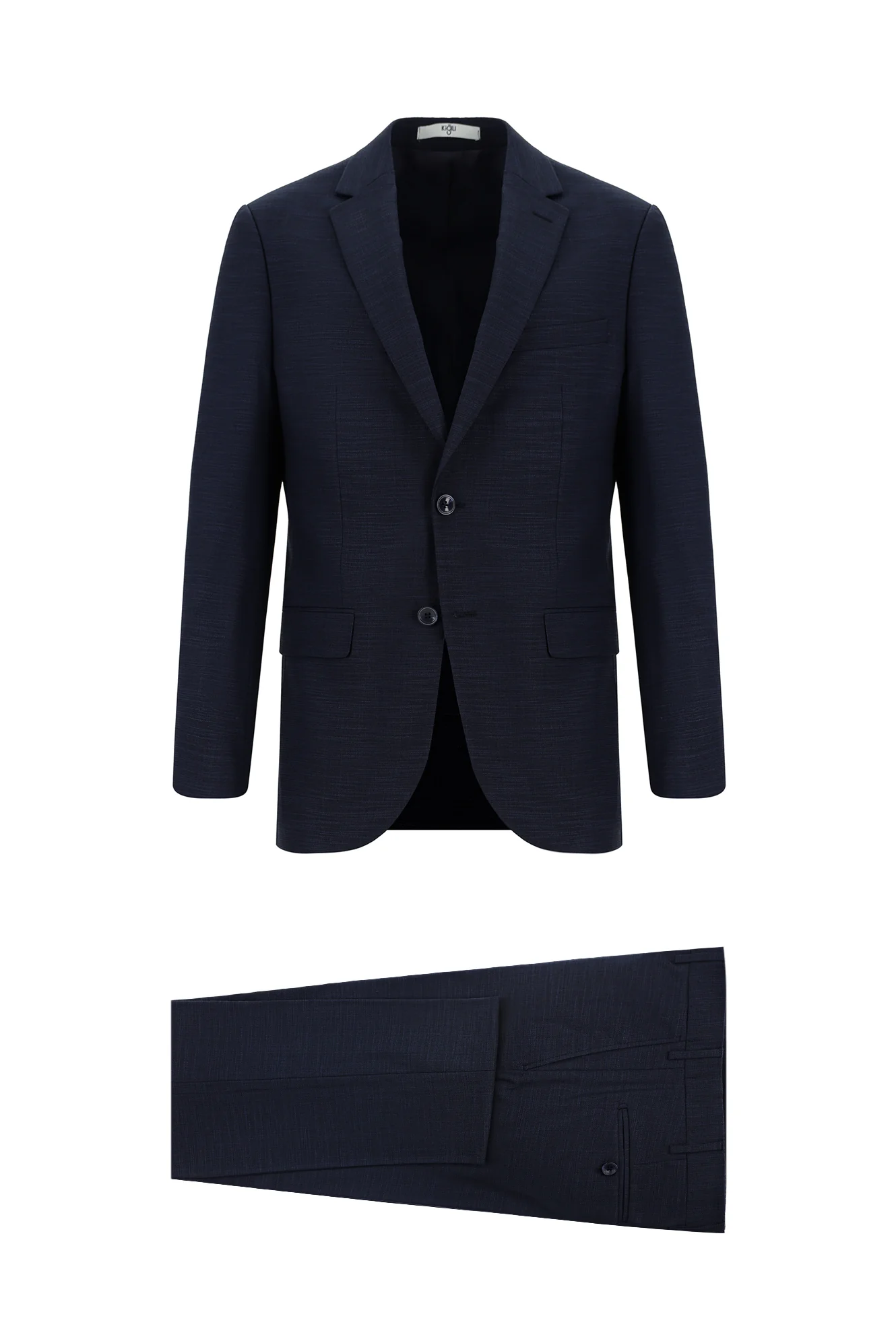 Koyu Lacivert 6 Drop Regular Fit Standart Kesim Desenli Takım Elbise