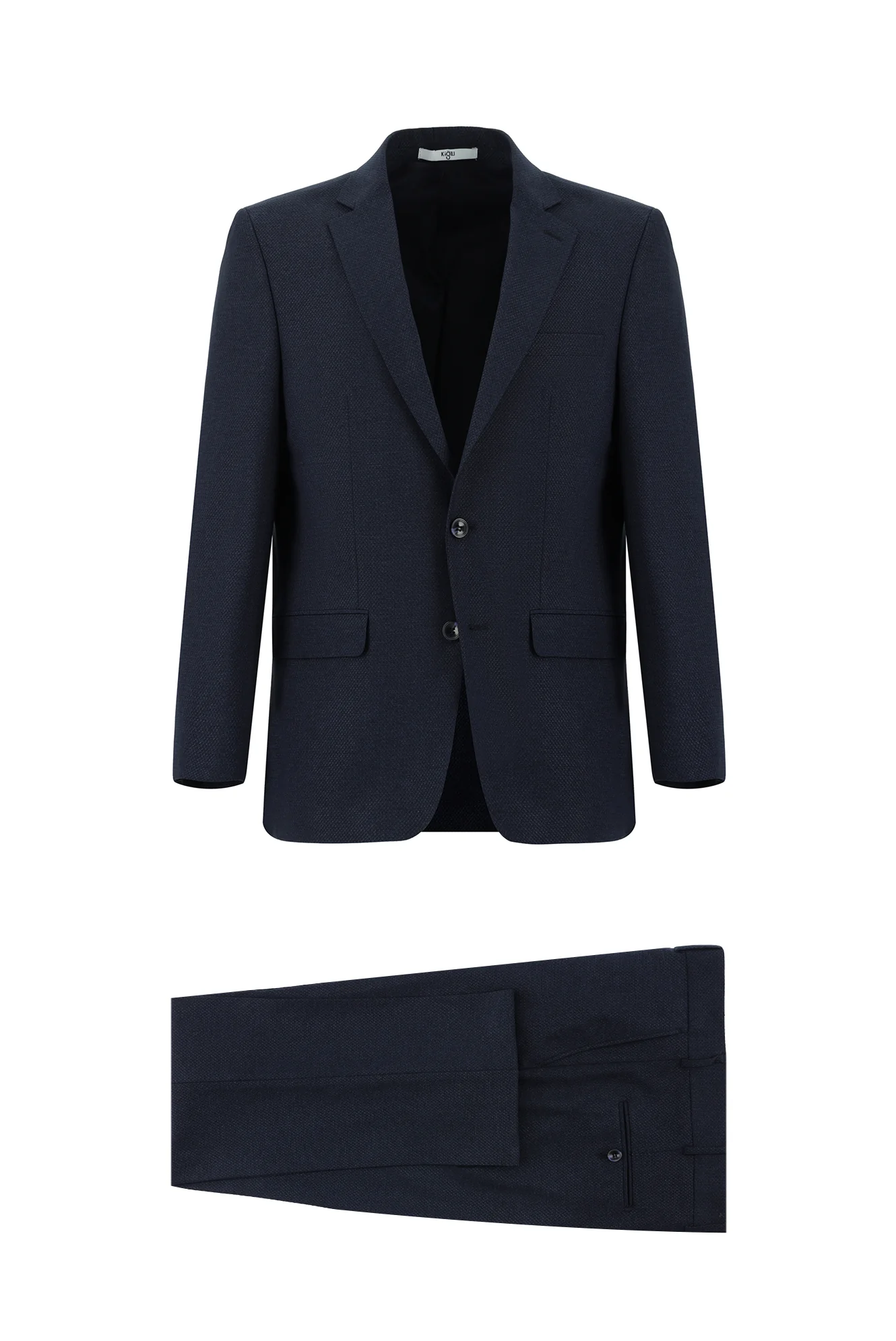 Koyu Lacivert 6 Drop Regular Fit Standart Kesim Desenli Takım Elbise