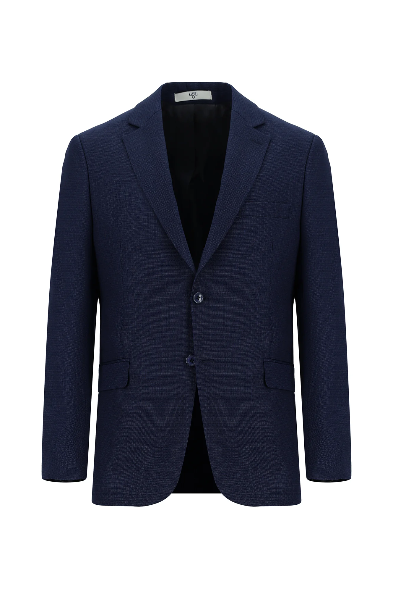 Koyu Lacivert 6 Drop Regular Fit Standart Kesim Desenli Takım Elbise - Image 2
