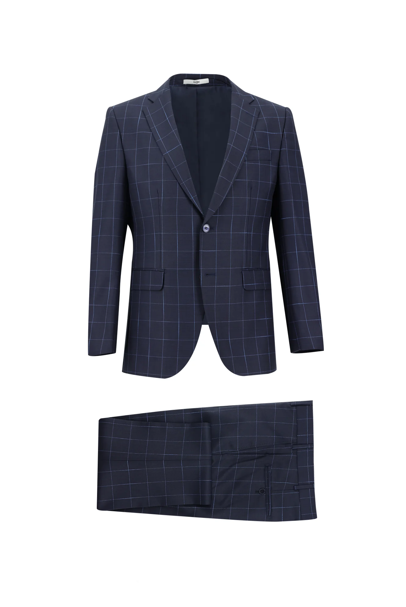 Koyu Lacivert 6 Drop Regular Fit Standart Kesim Desenli Takım Elbise