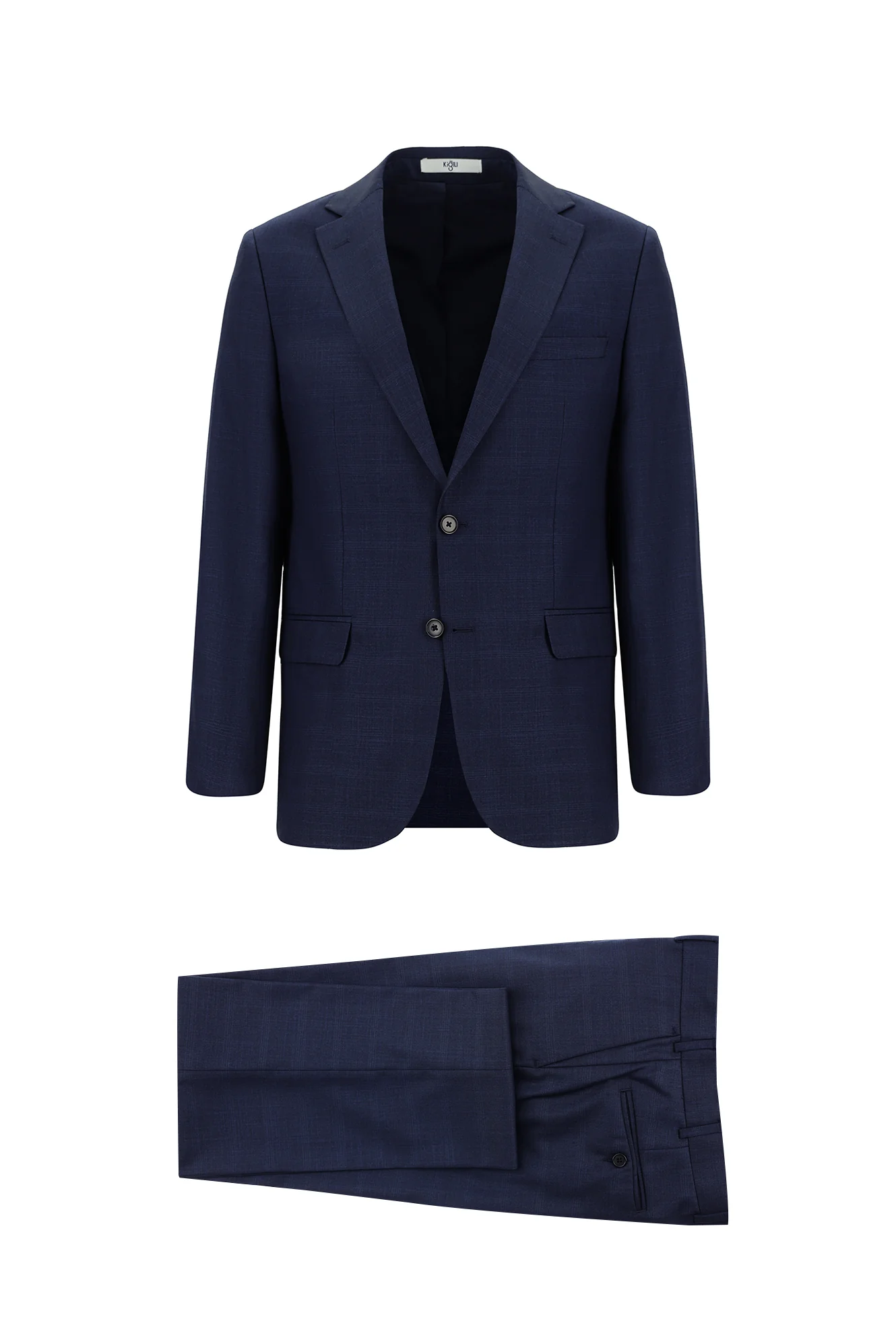 Koyu Lacivert 6 Drop Regular Fit Standart Kesim Ekose Takım Elbise