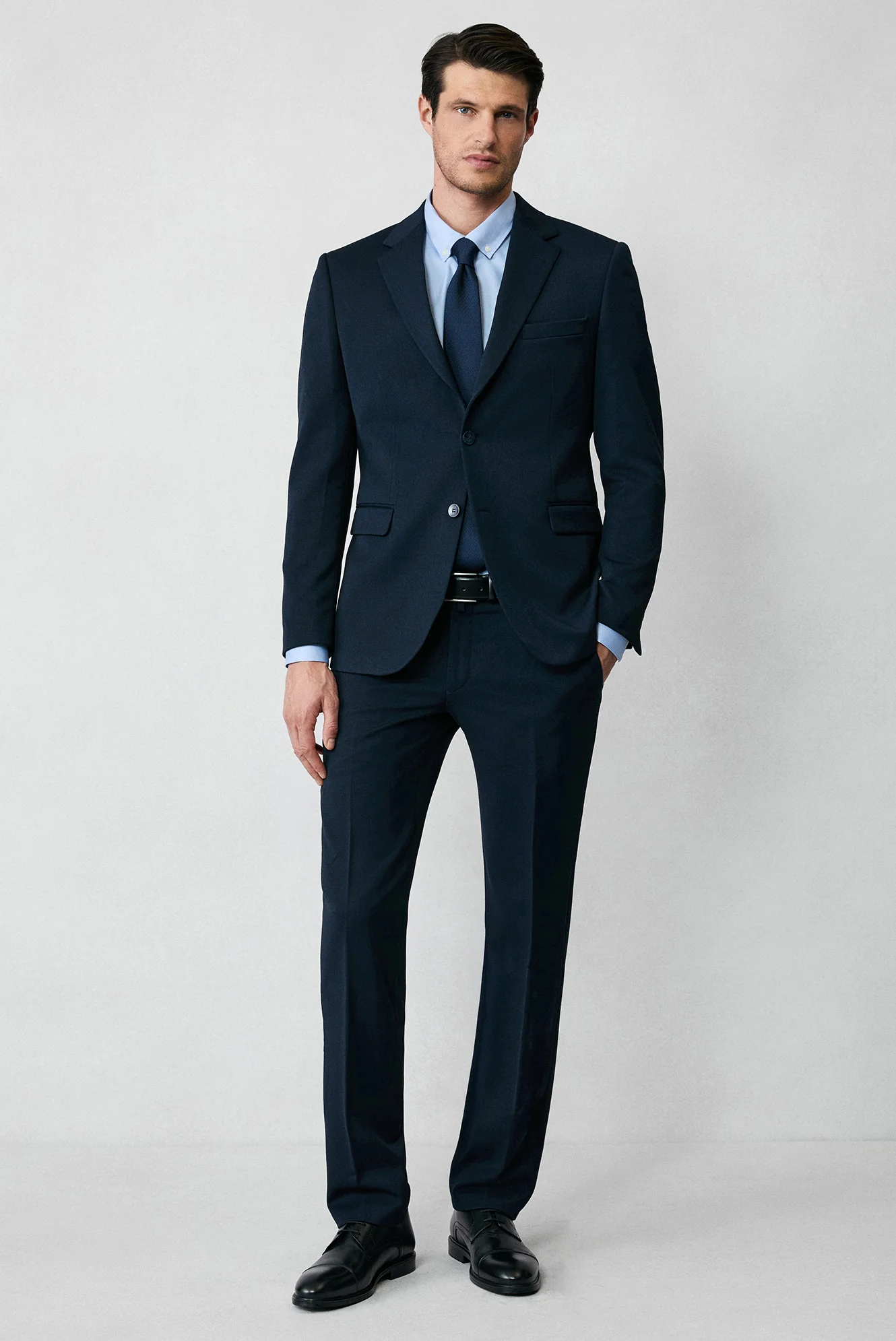 Koyu Lacivert 6 Drop Regular Fit Standart Kesim Mevsimlik Likralı Esnek Takım Elbise - Image 3
