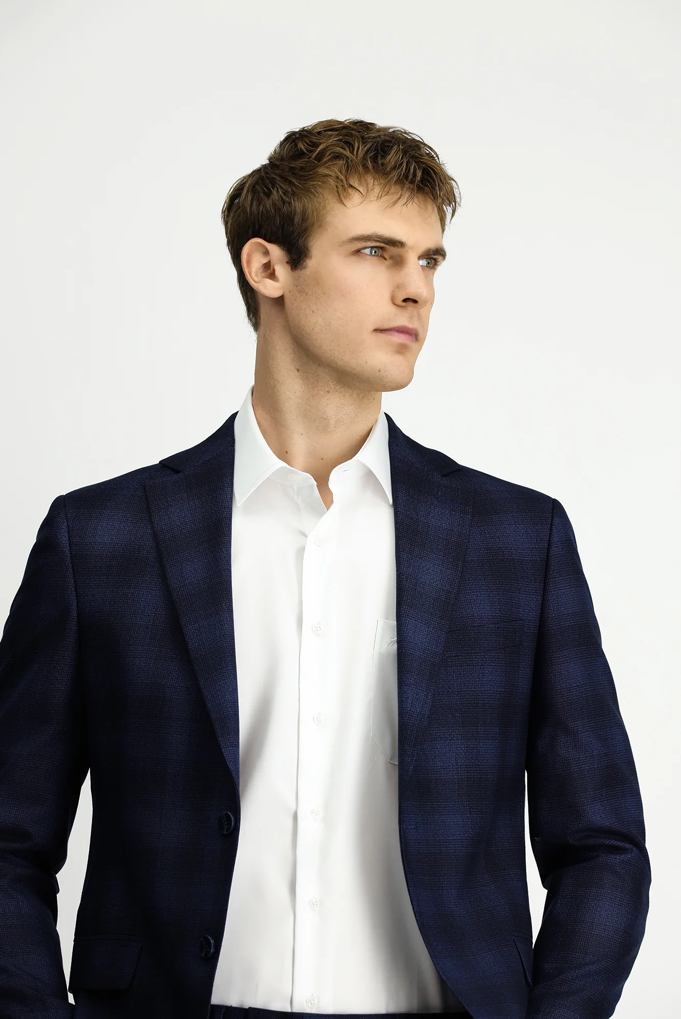 Koyu Lacivert 4 Drop Relaxed Fit Rahat Kesim Ekose Takım Elbise - Image 4