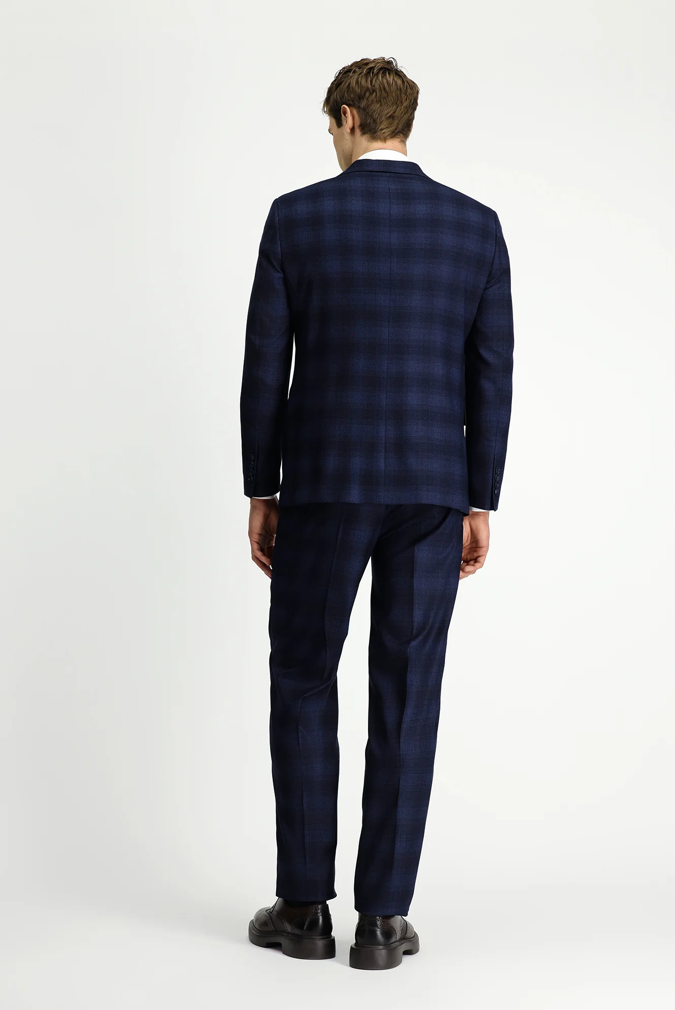Koyu Lacivert 4 Drop Relaxed Fit Rahat Kesim Ekose Takım Elbise - Image 5