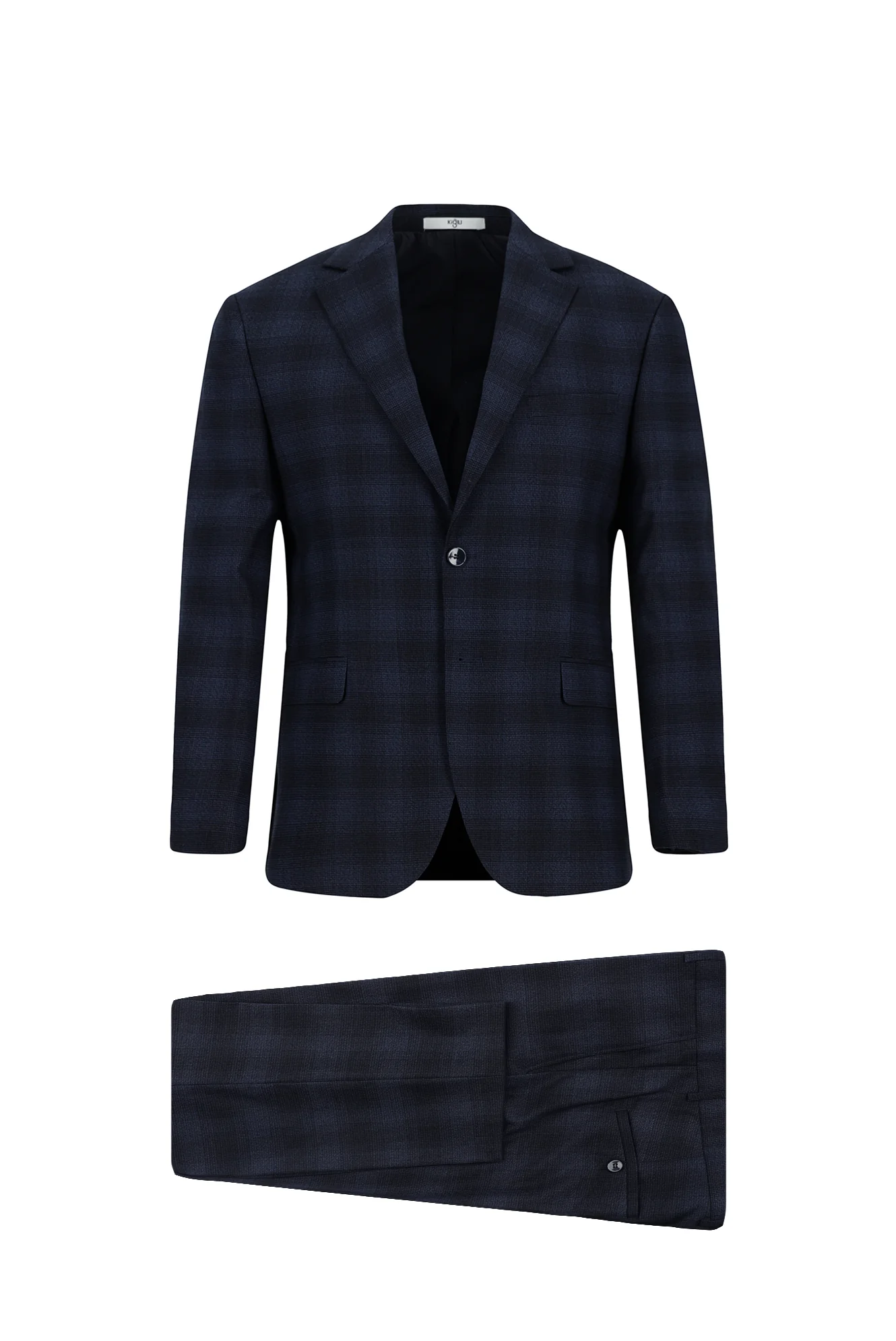 Koyu Lacivert 4 Drop Relaxed Fit Rahat Kesim Ekose Takım Elbise - Image 7