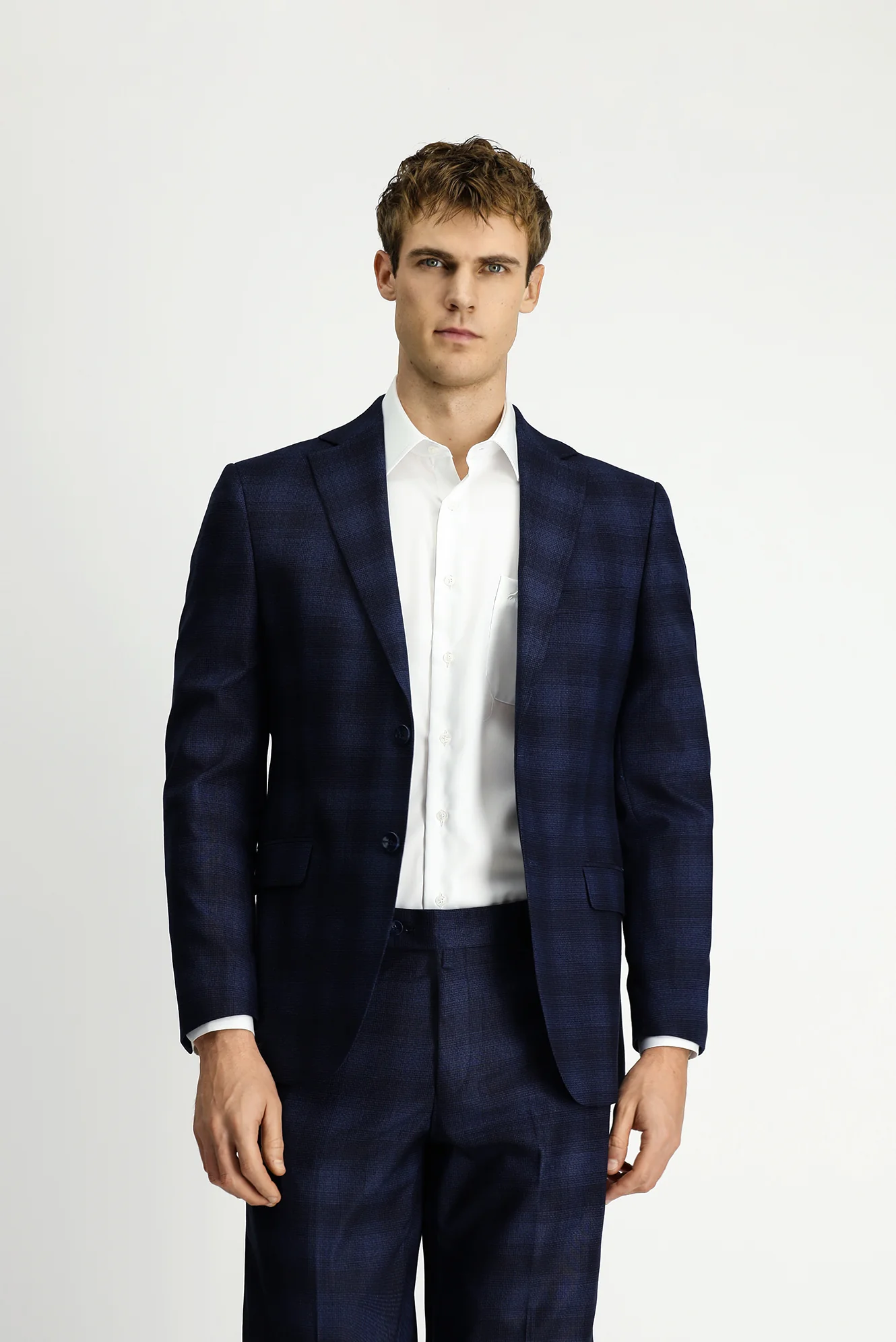 Koyu Lacivert 6 Drop Regular Fit Standart Kesim Ekose Takım Elbise - Image 3